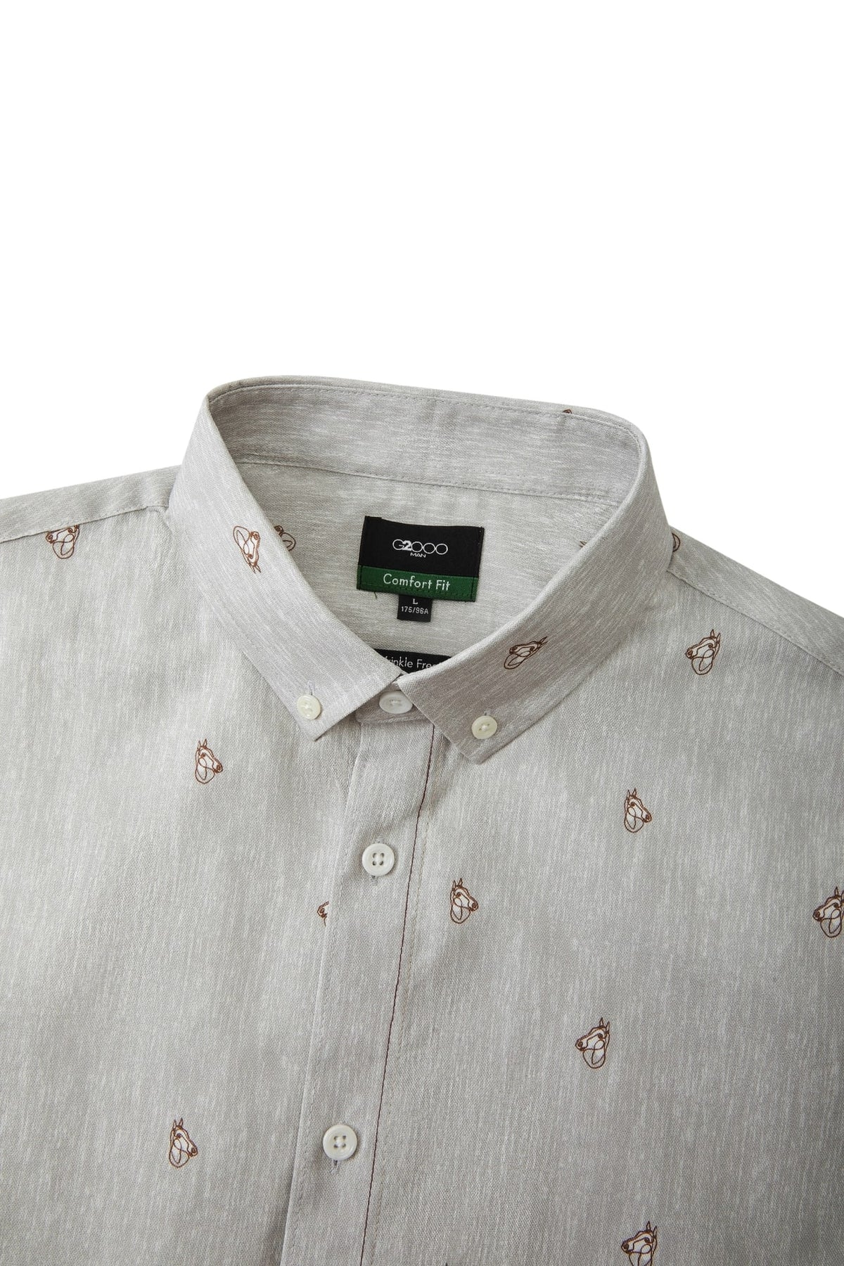 G2000 - Shirts - Wrinkle-Free Mini Horse Digital Print Comfort Fit Oxford Short Sleeve Casual Shirt