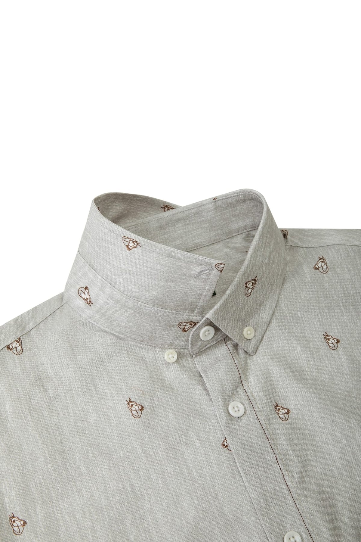 G2000 - Shirts - Wrinkle-Free Mini Horse Digital Print Comfort Fit Oxford Short Sleeve Casual Shirt