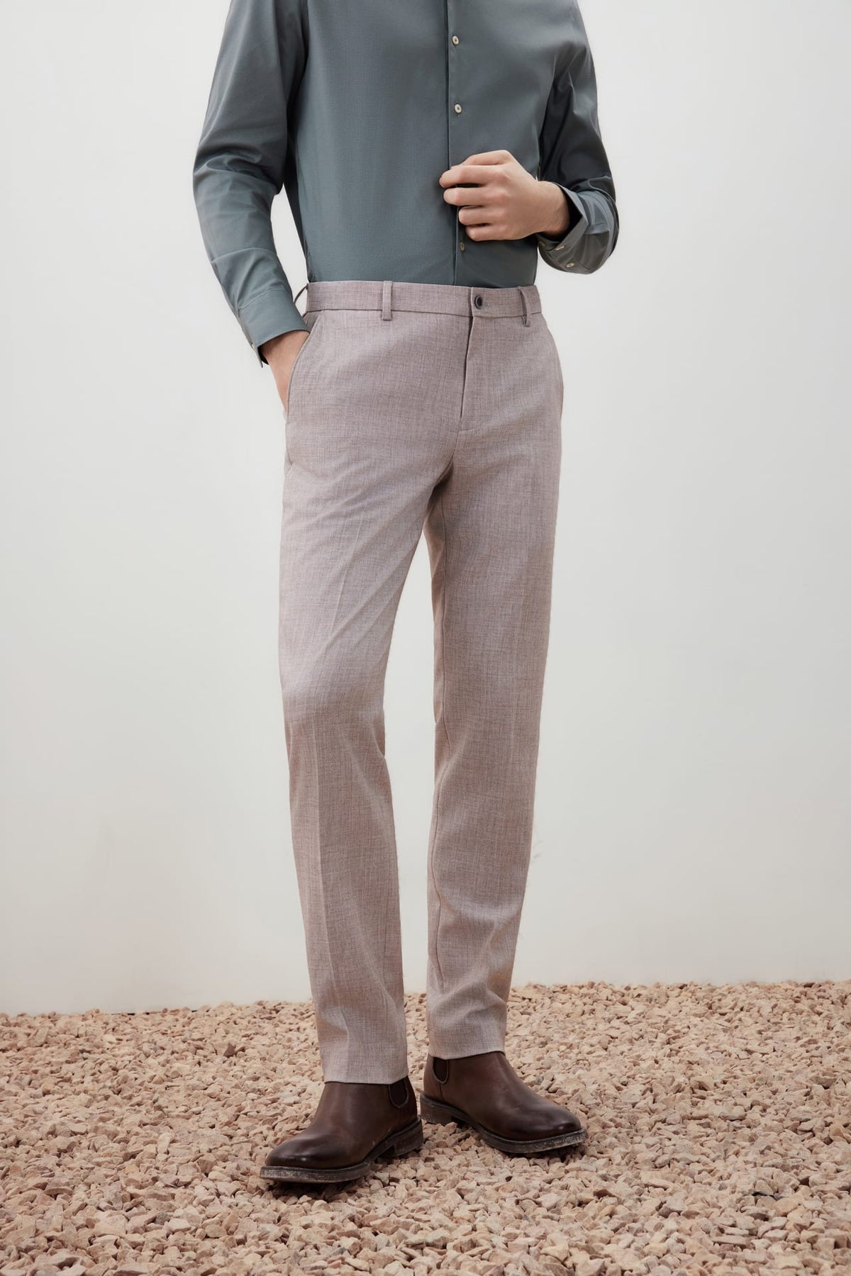 G2000 Pants Anti-Bacterial Slim Fit Herringbone Suit Pant