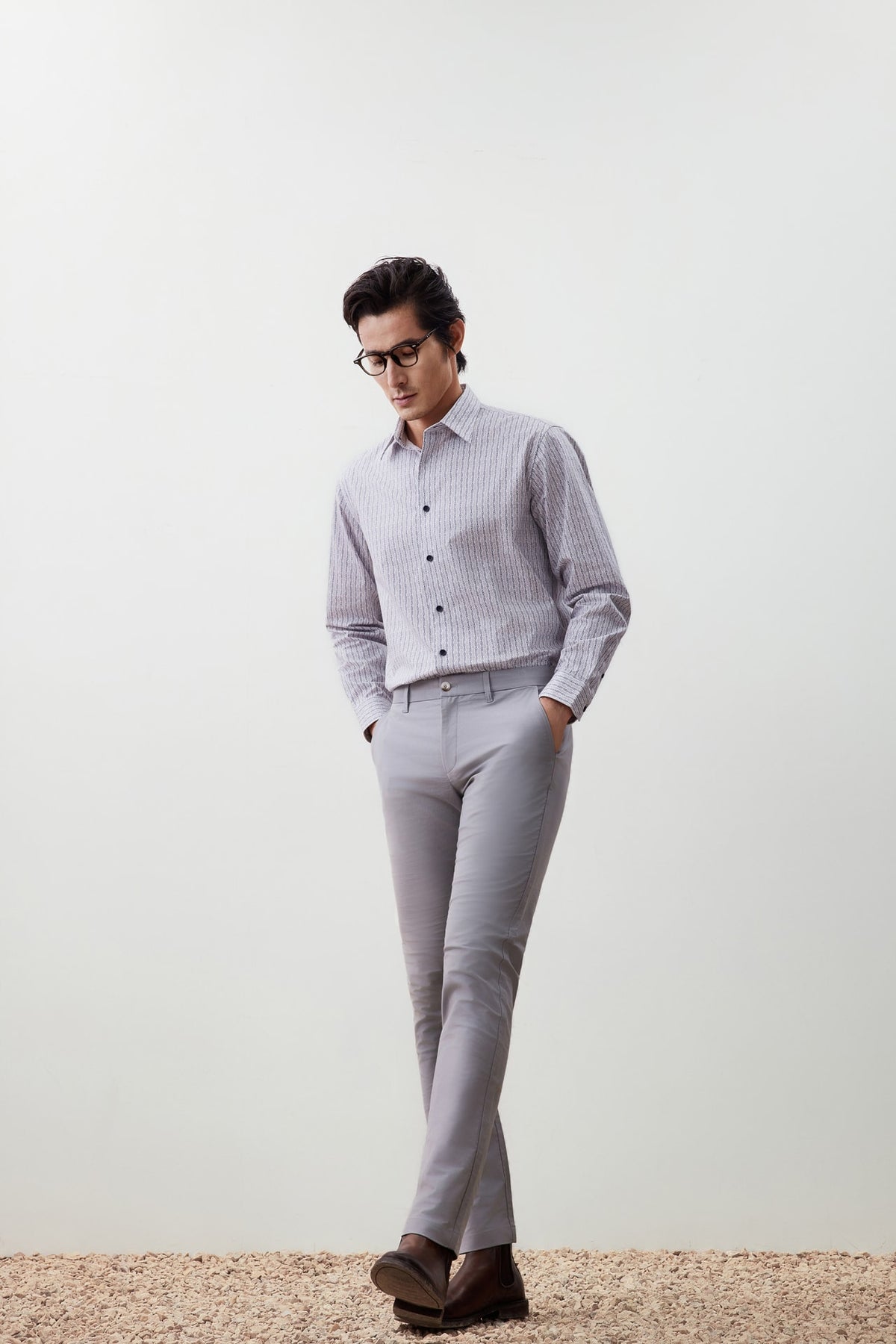 G2000 - Pants - Breezy Comfort Cotton Blend Slim Tapered Fit Twill Casual Pants - Frost Gray - Slim Tapered