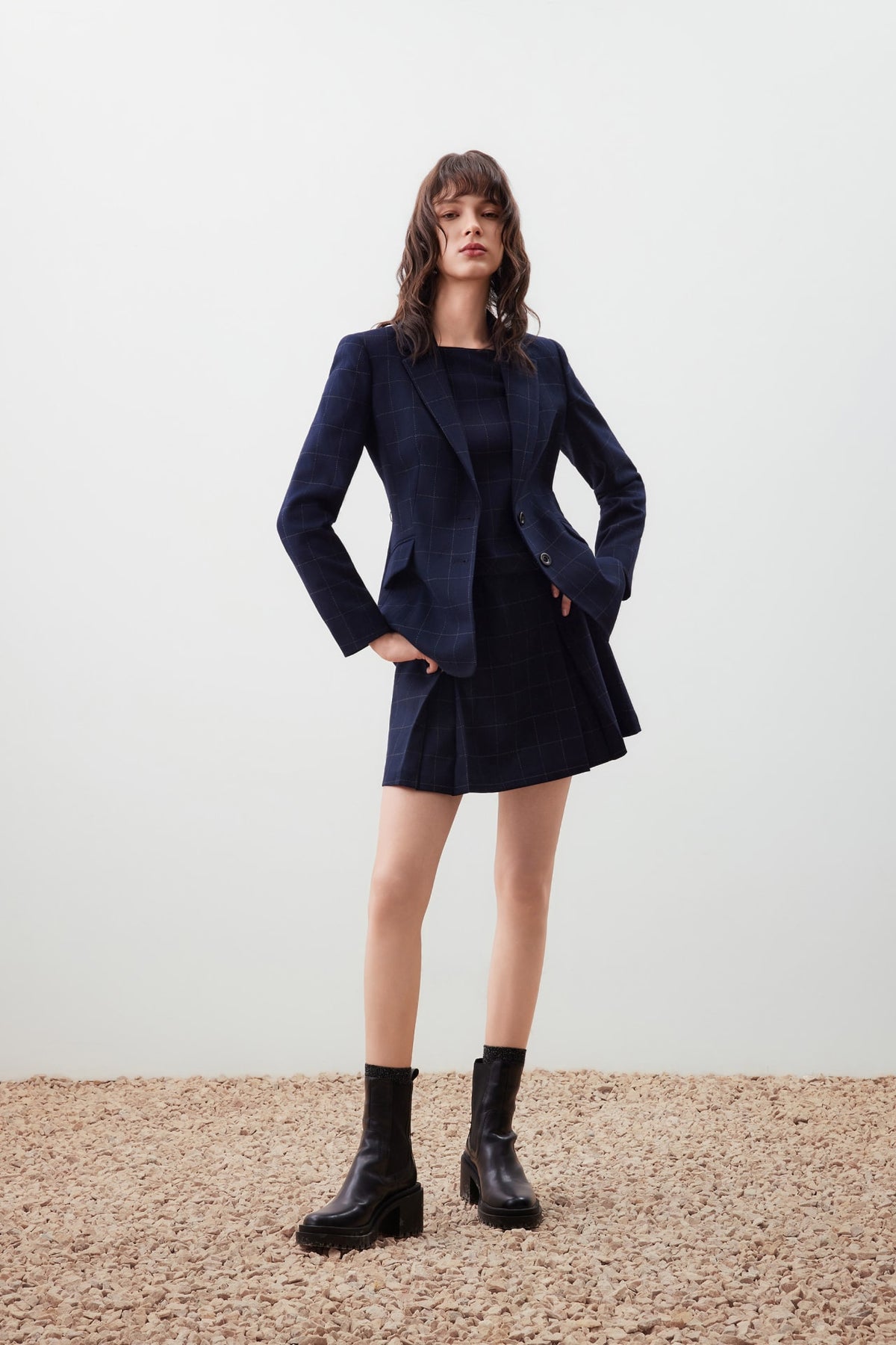 G2000 Suits Check Twill Blazer Dark Navy Slim