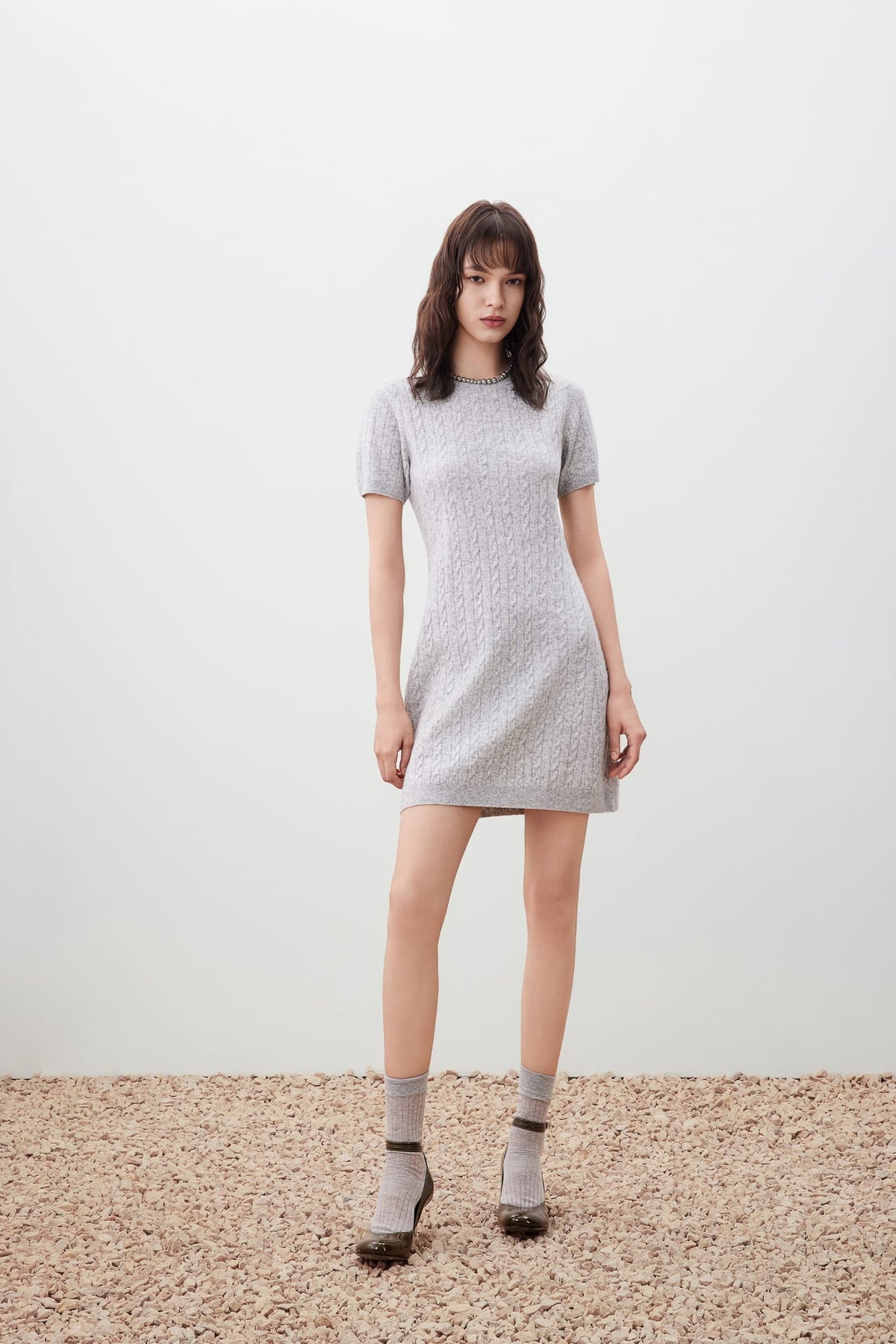 G2000 - Dresses - Cable Knit Sweater Dress - Glacier Gray - Regular