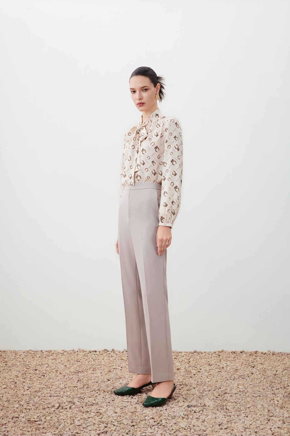 G2000 - Blouses - Horsebit Print Pussy Bow Blouse
