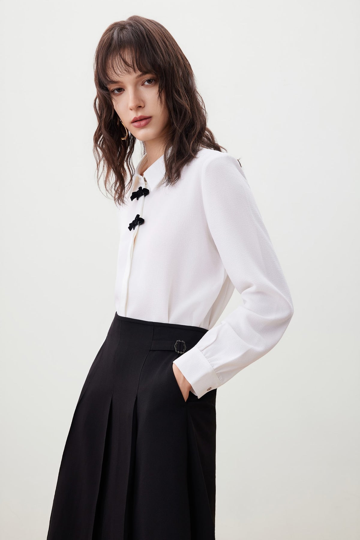 G2000 - Blouses - Shirt Blouse with Mini Contrast Bows