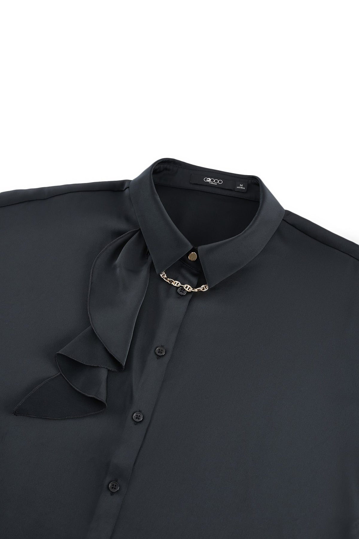 G2000 - Blouses - Satin Cap Sleeve Blouse with Scarf Necklace