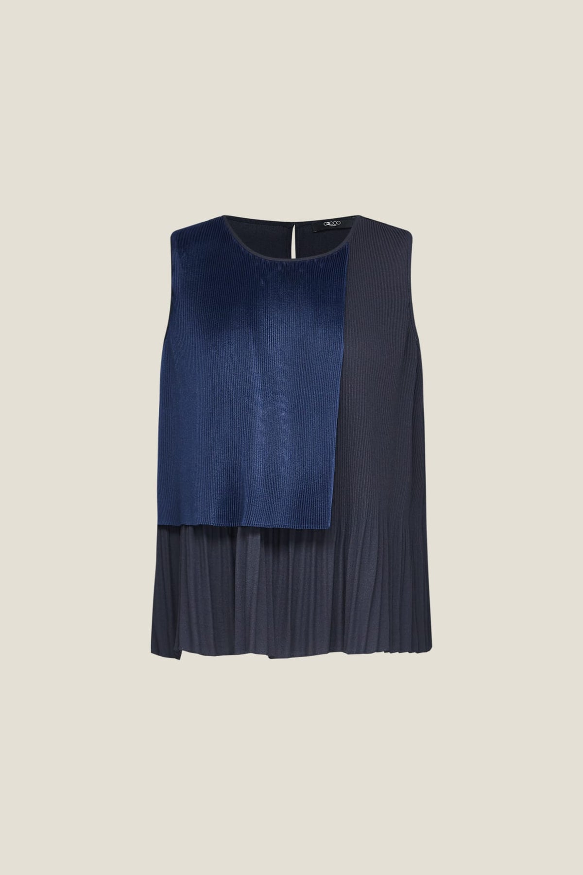 G2000 - Blouses - Sleeveless Gradient Pleat Puff Shoulder Blouse - Dark Navy - Regular