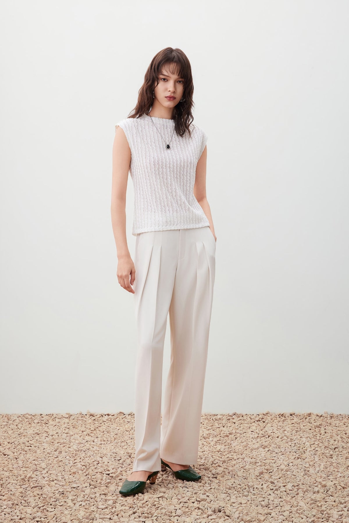 G2000 - T-Shirts - Jacquard Knit Tank - Egret - Slim