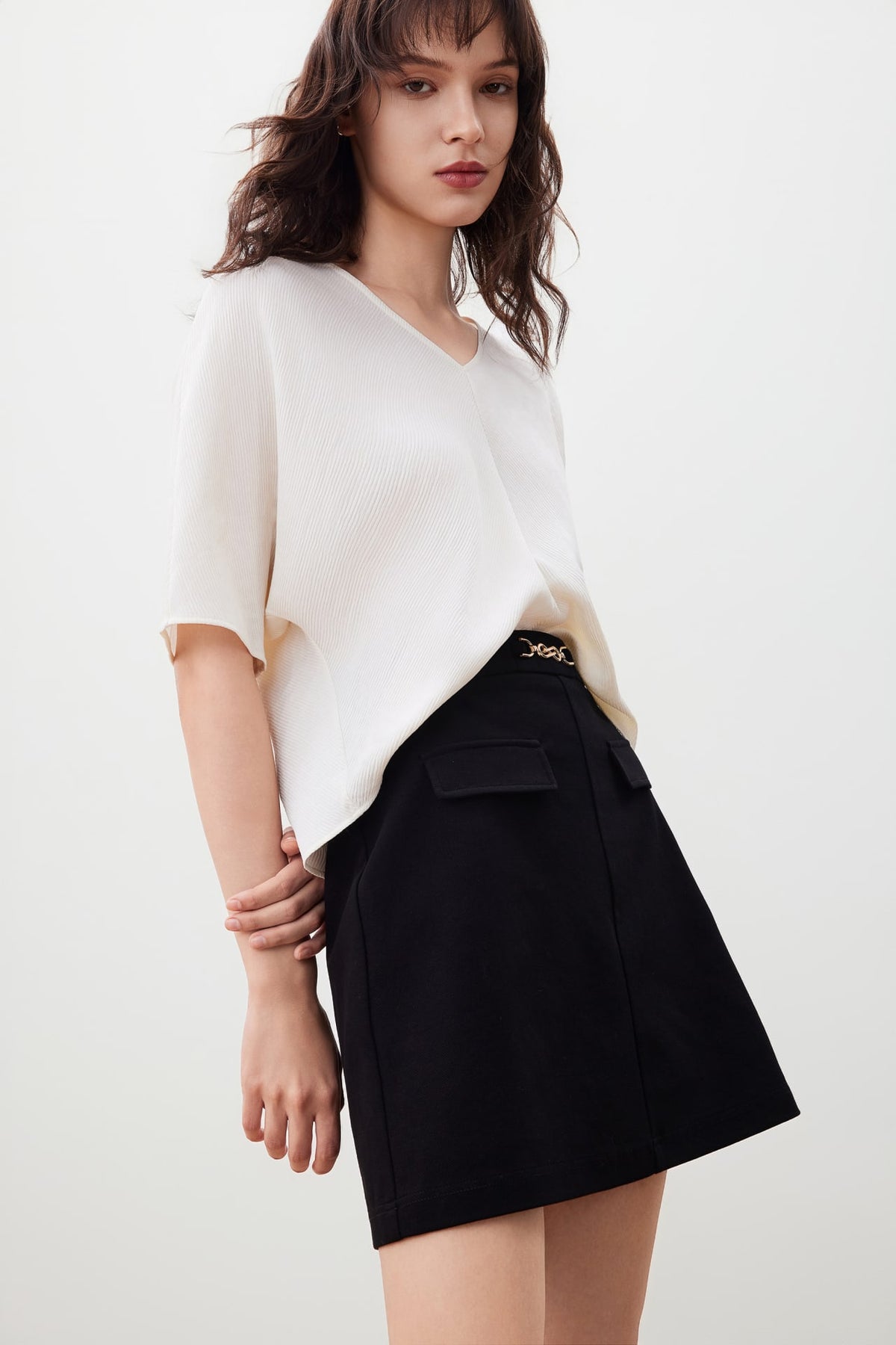 G2000 - Blouses - Textured Fabric V Neck Top
