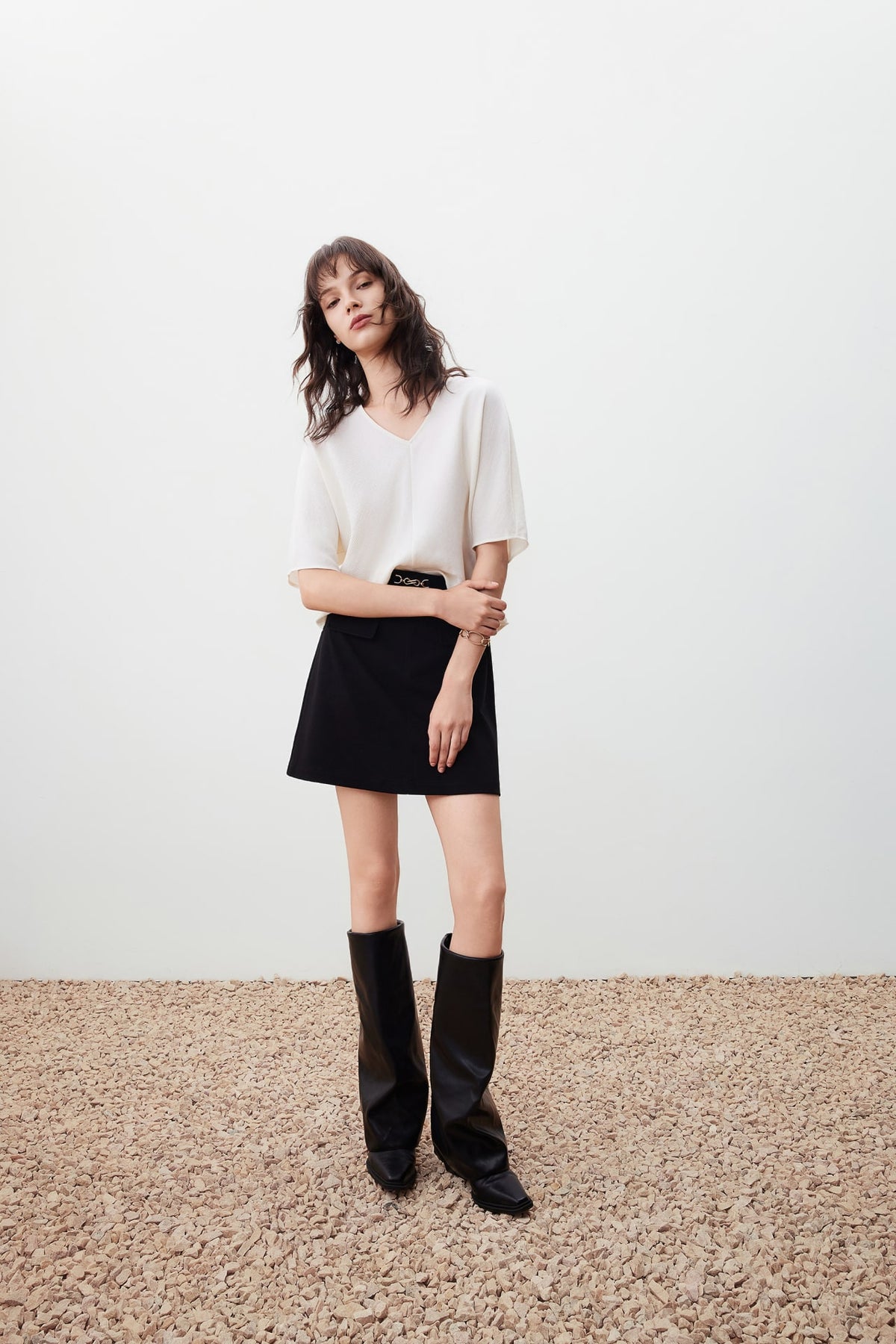 G2000 - Blouses - Textured Fabric V Neck Top