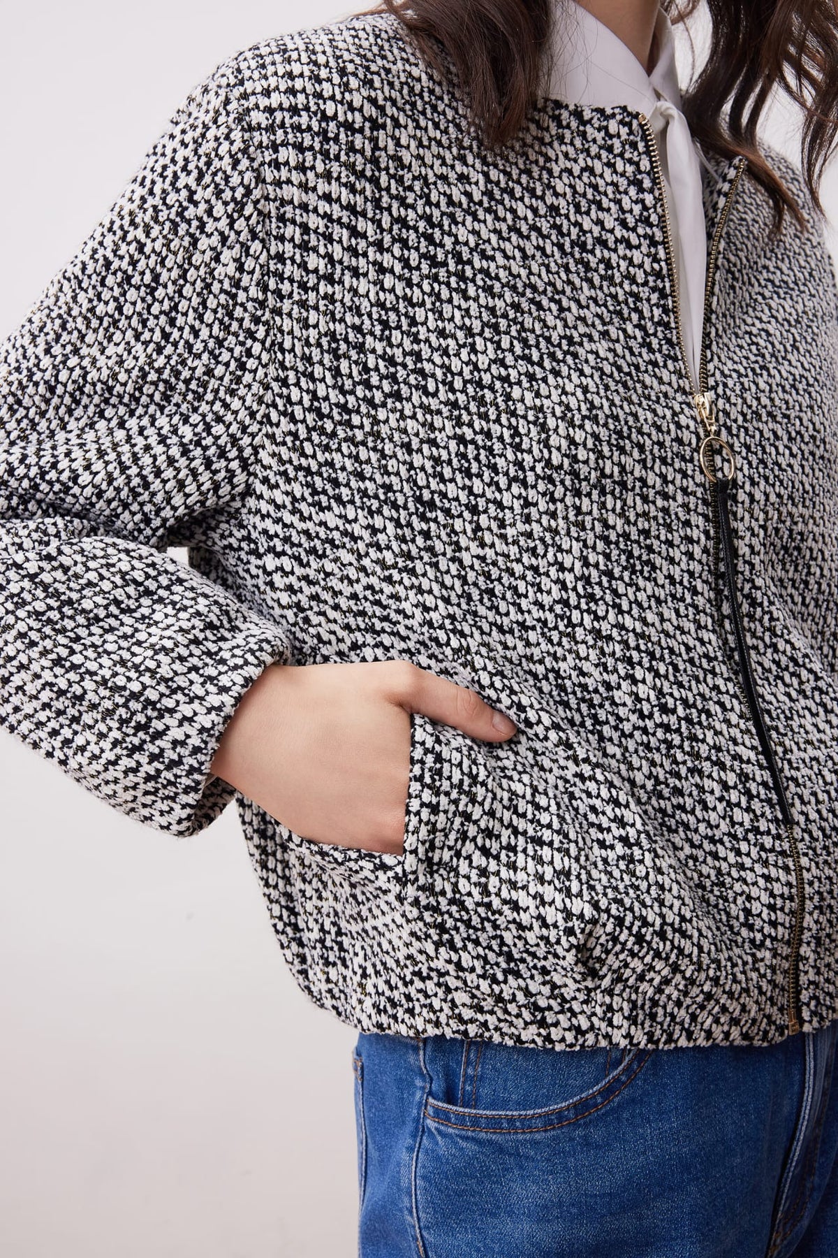 G2000 - Coats & Jackets - Tweed Knit Zipper Jacket
