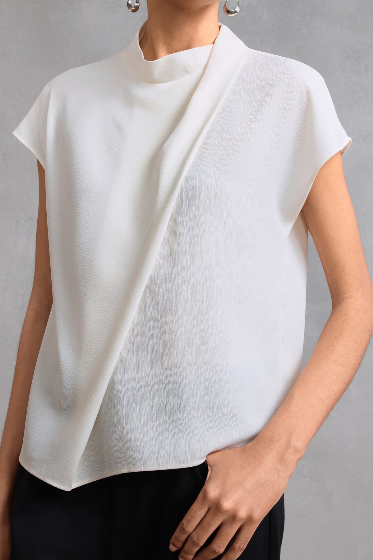 G2000 - Blouses - Draped Front Regular Fit Textured Blouse