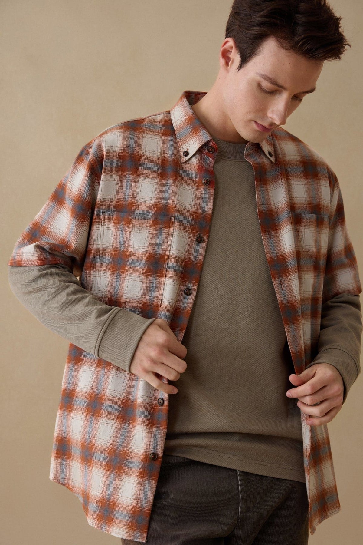 G2000 - Shirts - 1 Side Brushed Check Flannel Comfort Fit Short Sleeve Casual Shirt