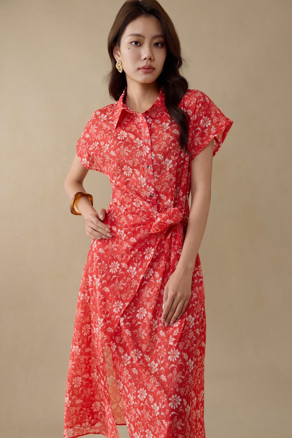 G2000 - Dresses - Floral Print Wrap Shirt Dress