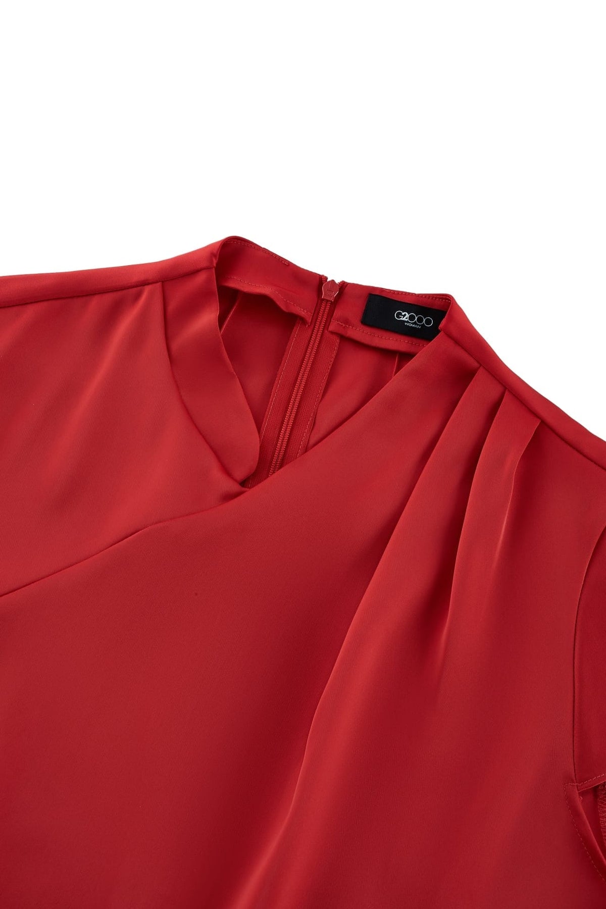 G2000 - Blouses - Mandarin Collar Pleated Satin Top
