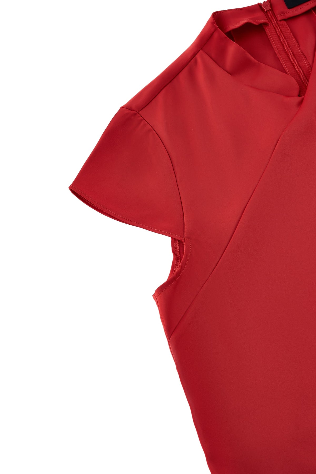 G2000 - Blouses - Mandarin Collar Pleated Satin Top
