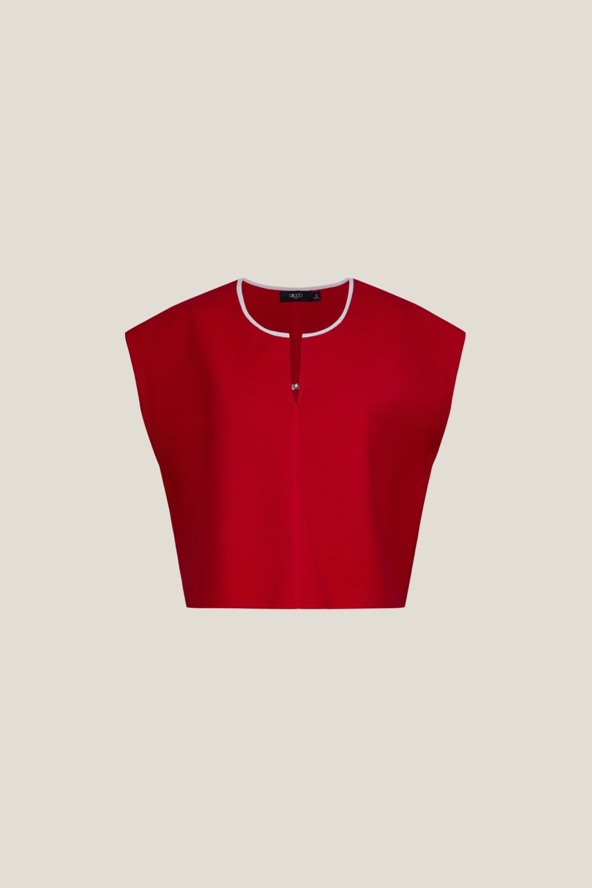 G2000 - Sweaters - Contrast Collar Slit Neck Top - Rosso - Regular