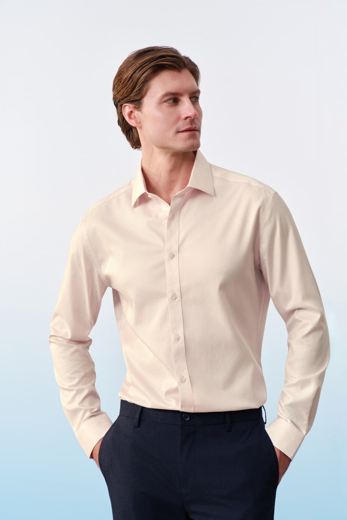 G2000 - Shirts - Non-Iron Premium Cotton Textured Smart Fit Long Sleeve Shirt - Smart - Candy Pink