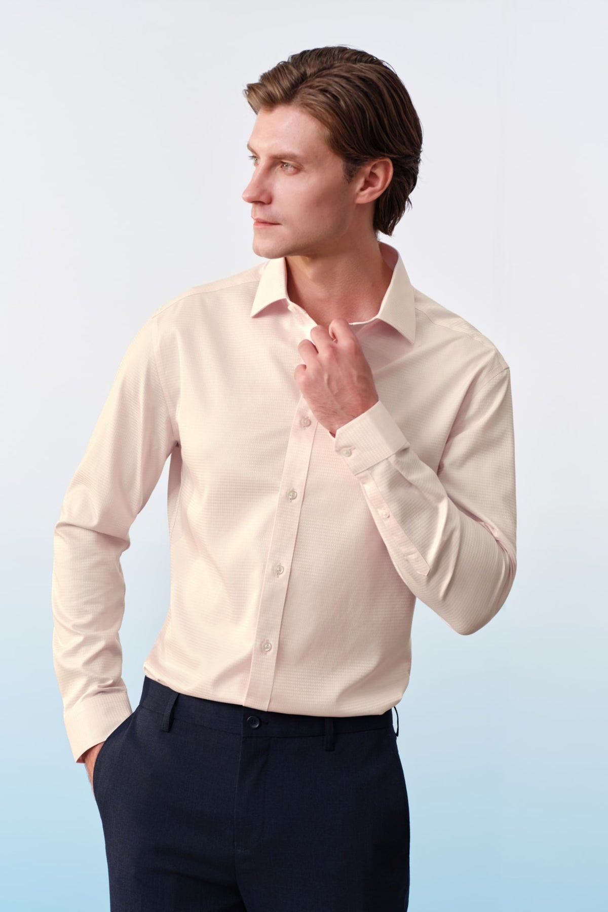 G2000 - Shirts - Non-Iron Premium Cotton Textured Smart Fit Long Sleeve Shirt