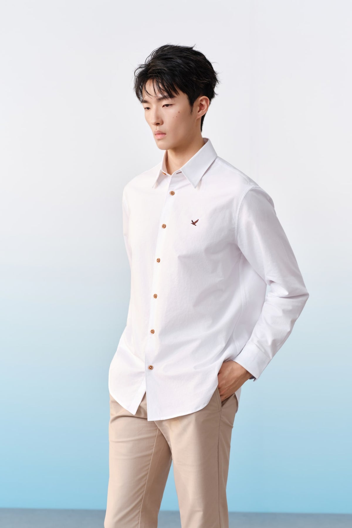 G2000 - Shirts - Wrinkle Free Cotton Oxford Relax Fit Long Sleeve Casual Shirt With Logo
