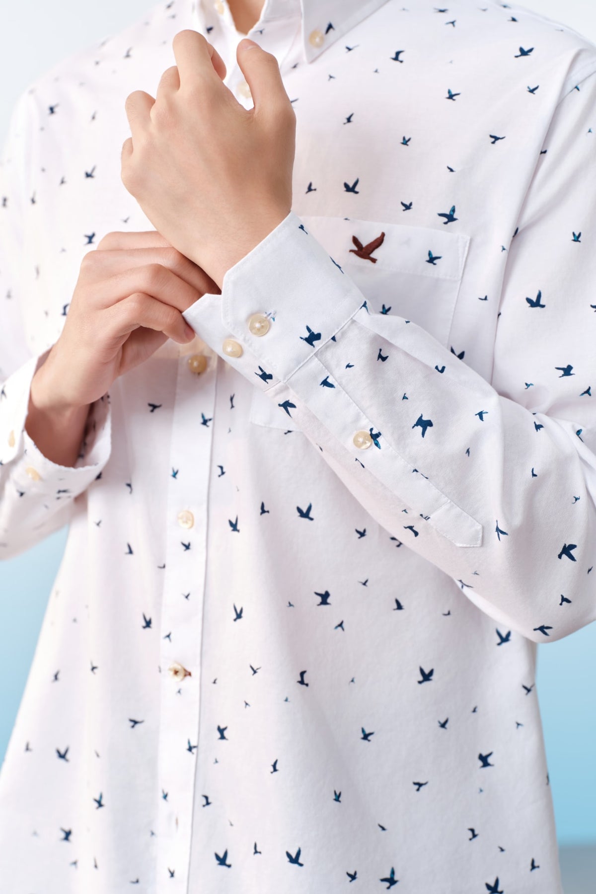 G2000 - Shirts - Non-iron Pure Cotton Oxford Birdy Print Relax Fit Long Sleeve Casual Shirt