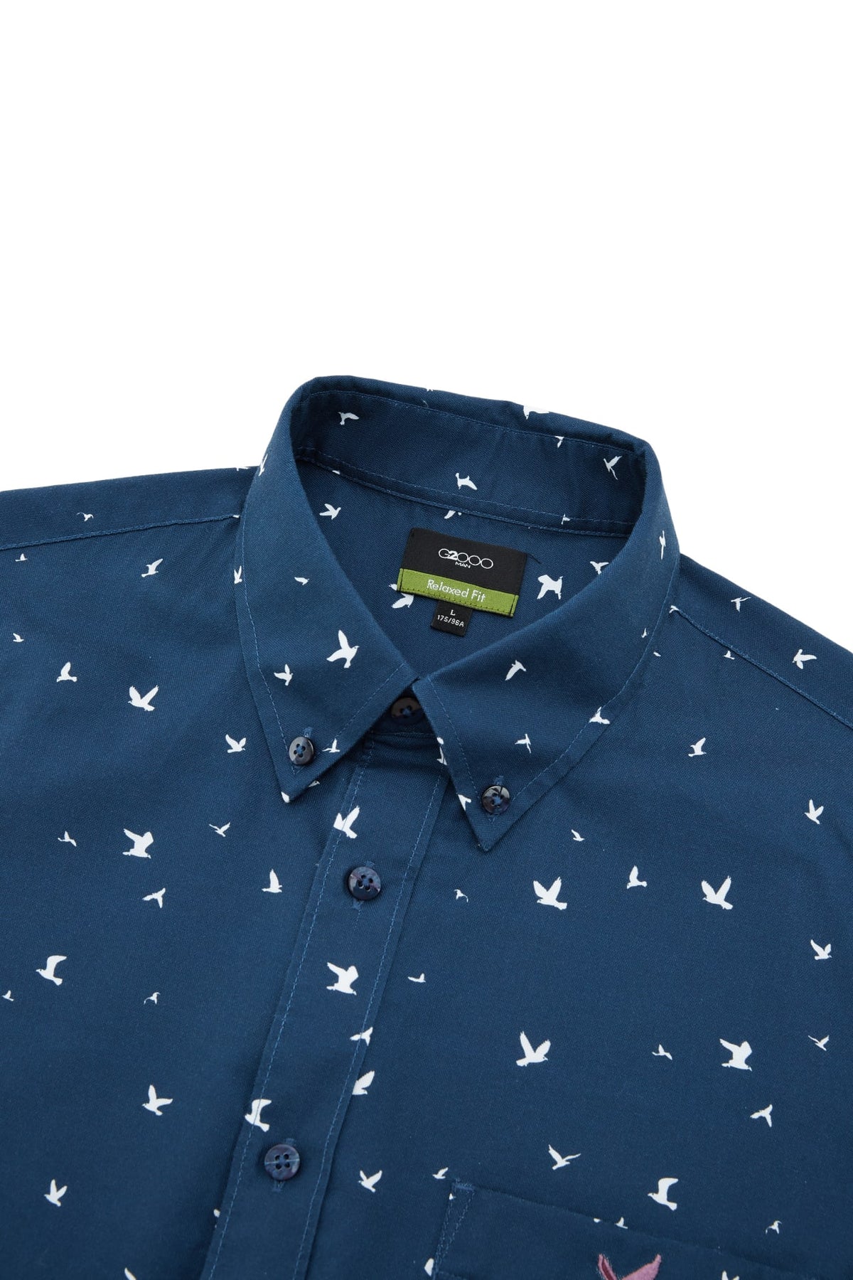 G2000 - Shirts - Non-iron Pure Cotton Oxford Birdy Print Relax Fit Long Sleeve Casual Shirt