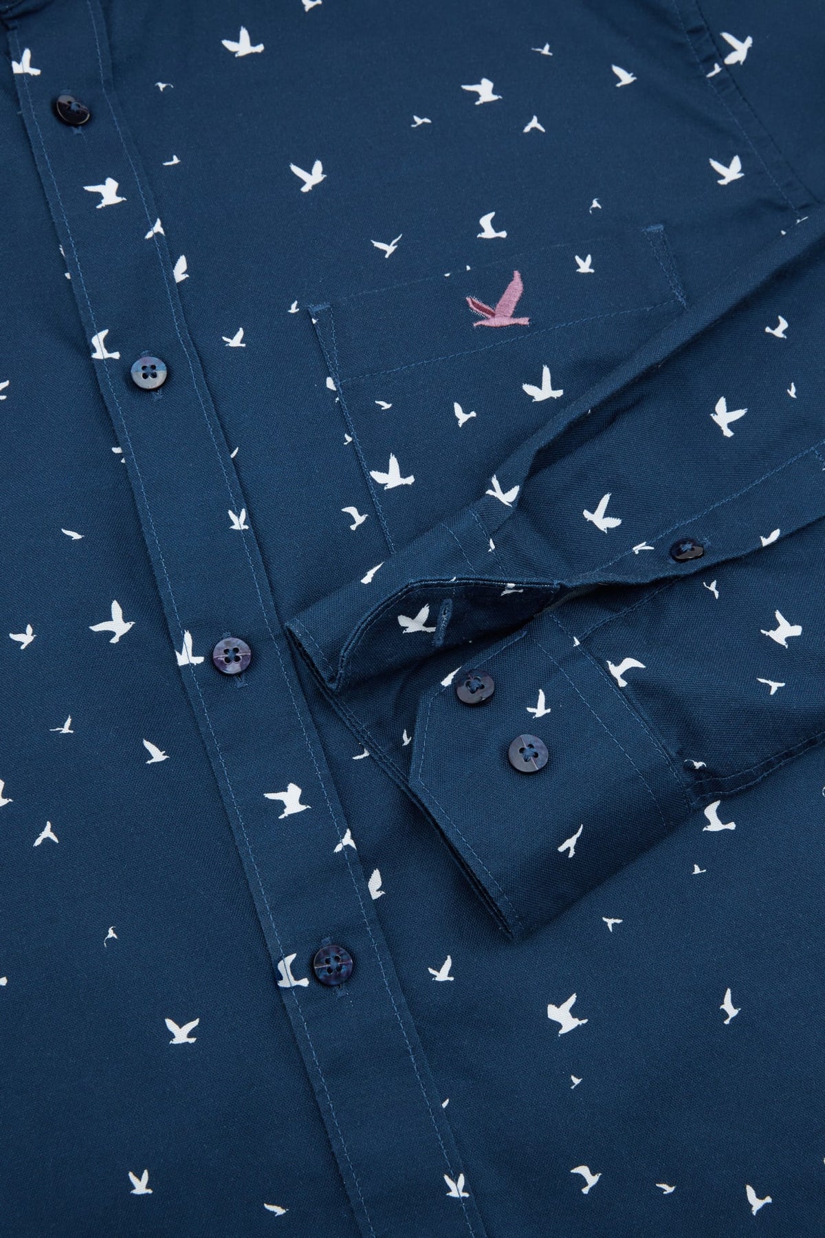 G2000 - Shirts - Non-iron Pure Cotton Oxford Birdy Print Relax Fit Long Sleeve Casual Shirt