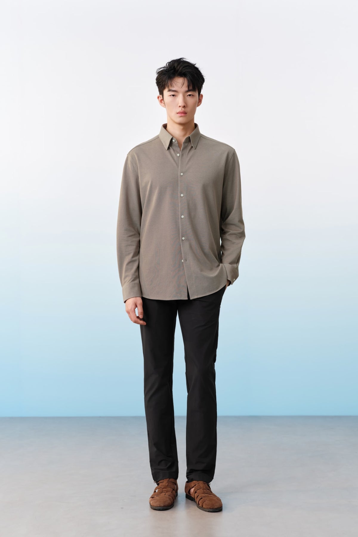 G2000 - Shirts - Easy Iron Cotton Knit Smart Fit Long Sleeve Shirt