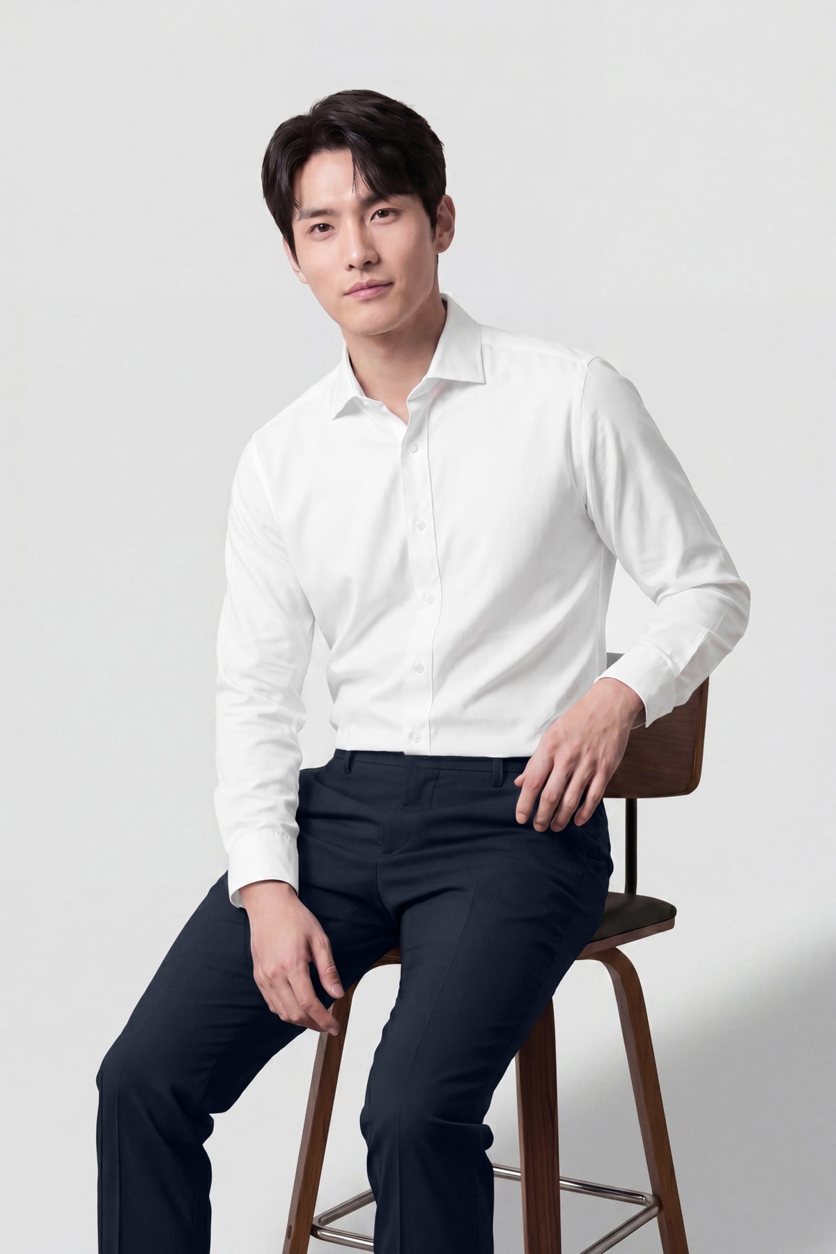 Non-Iron Easy Care Cotton Blend Wide Twill Smart Fit Long Sleeve Shirt