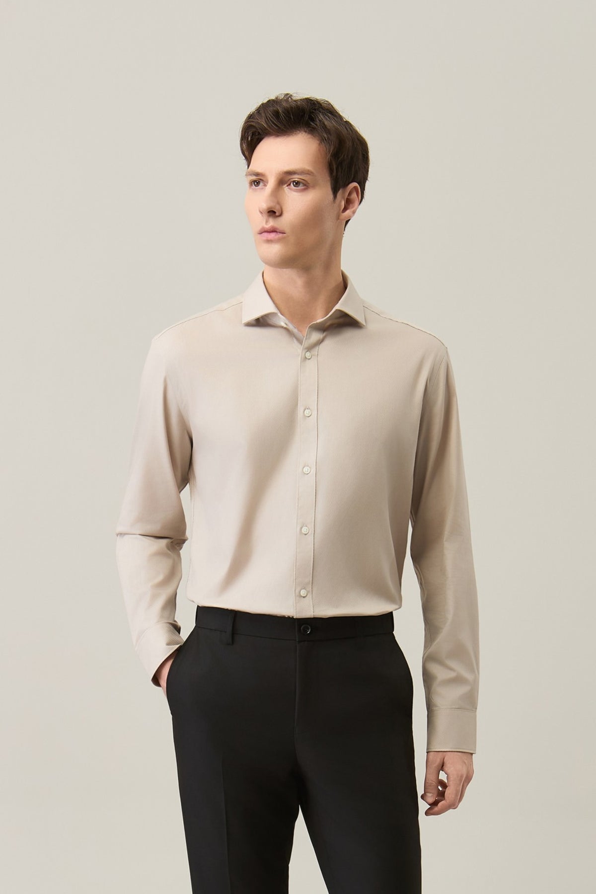 Non-Iron Easy Care Cotton Blend Wide Twill Smart Fit Long Sleeve Shirt