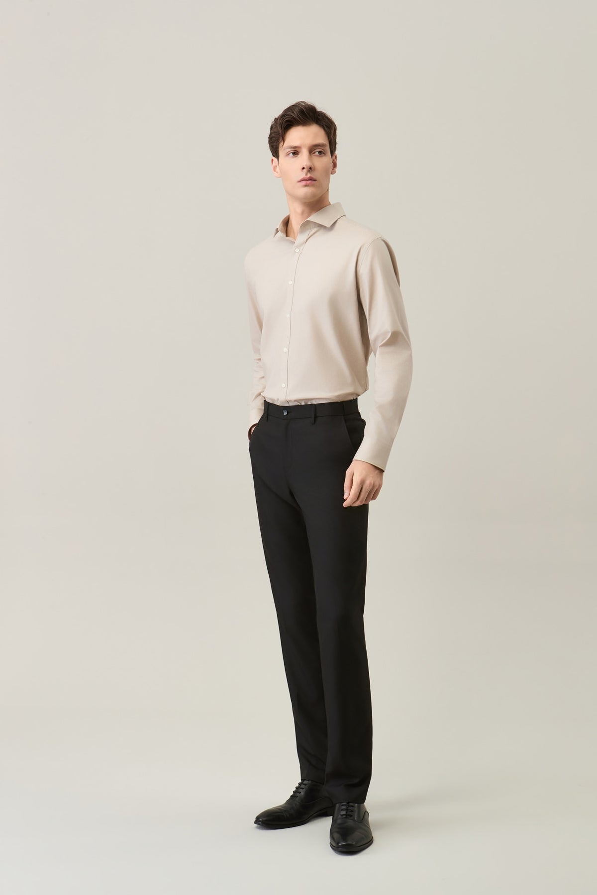 Non-Iron Easy Care Cotton Blend Wide Twill Smart Fit Long Sleeve Shirt