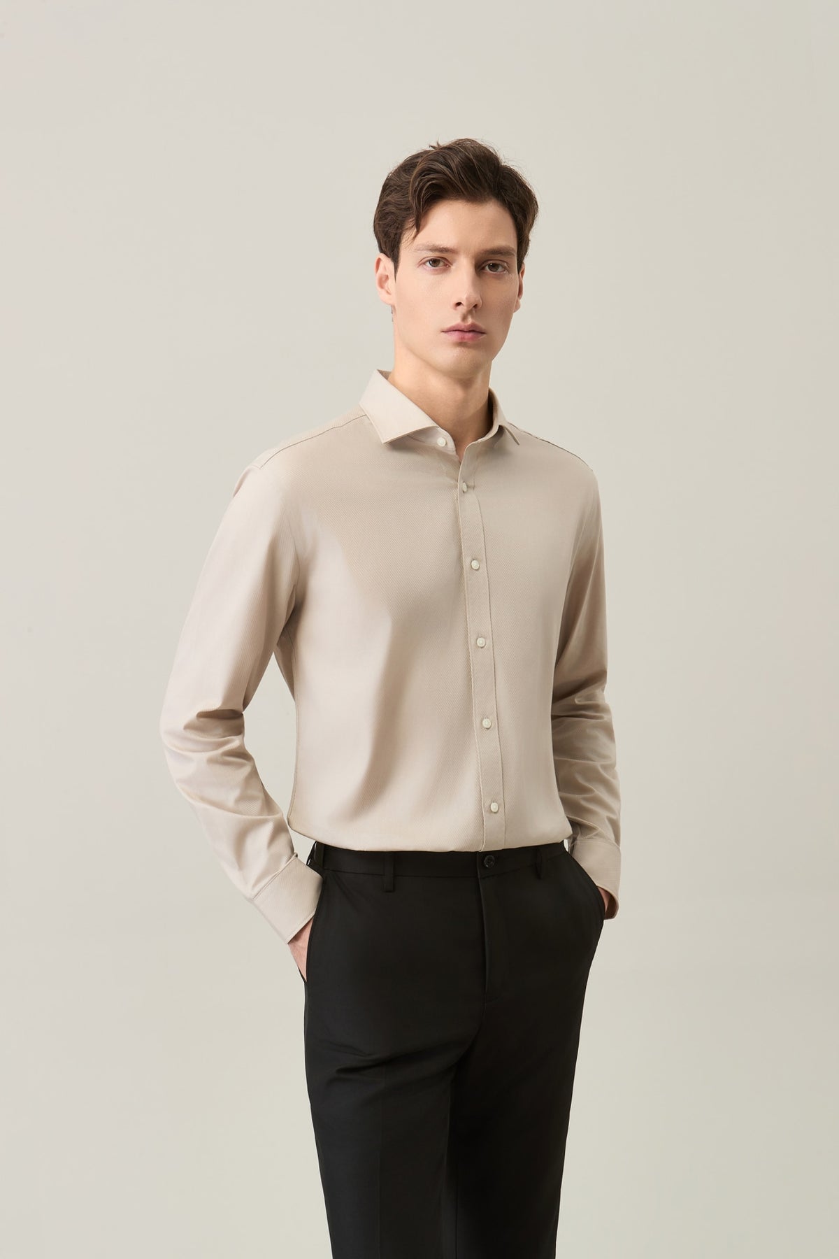 Non-Iron Easy Care Cotton Blend Wide Twill Smart Fit Long Sleeve Shirt