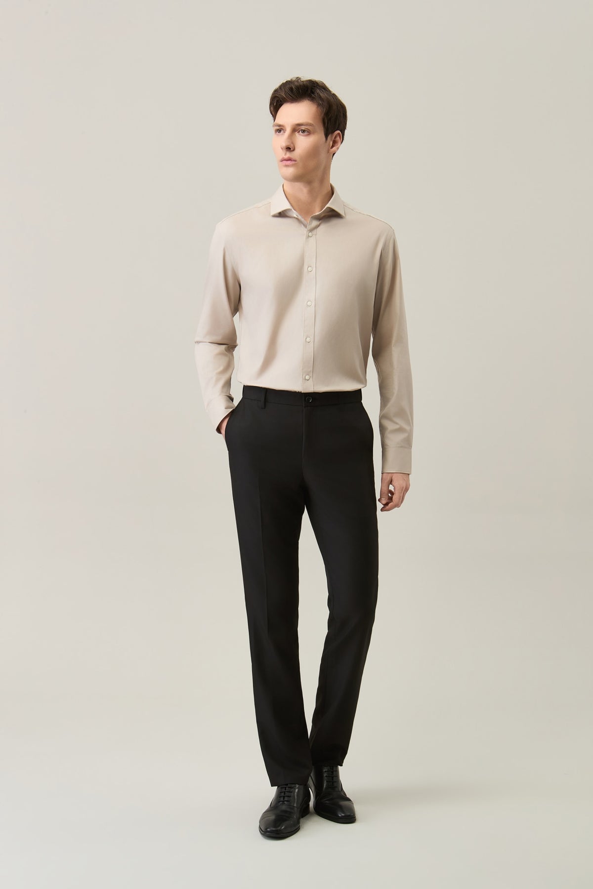 Non-Iron Easy Care Cotton Blend Wide Twill Smart Fit Long Sleeve Shirt