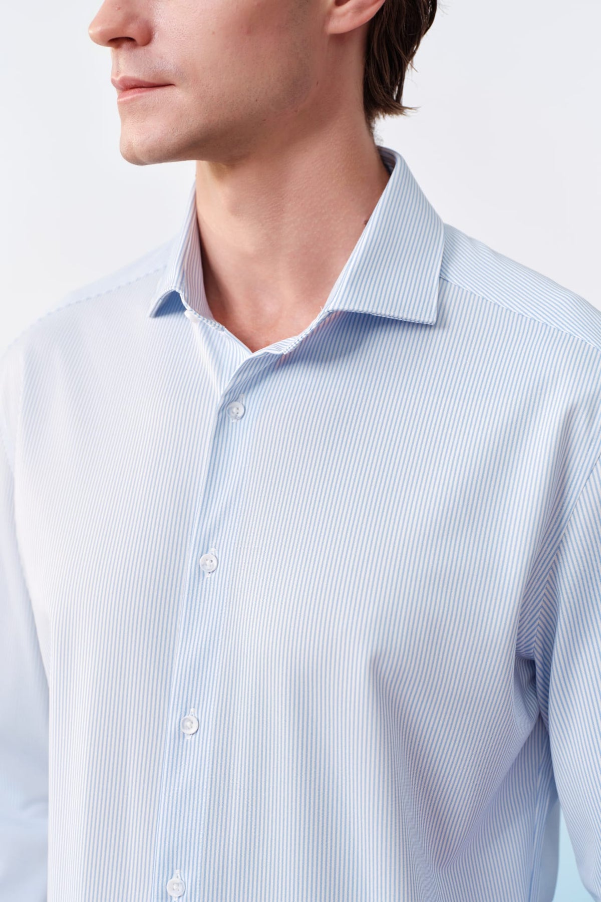 G2000 - Shirts - Non-Iron Warp Knit Stripe Slim Fit Long Sleeve Shirt