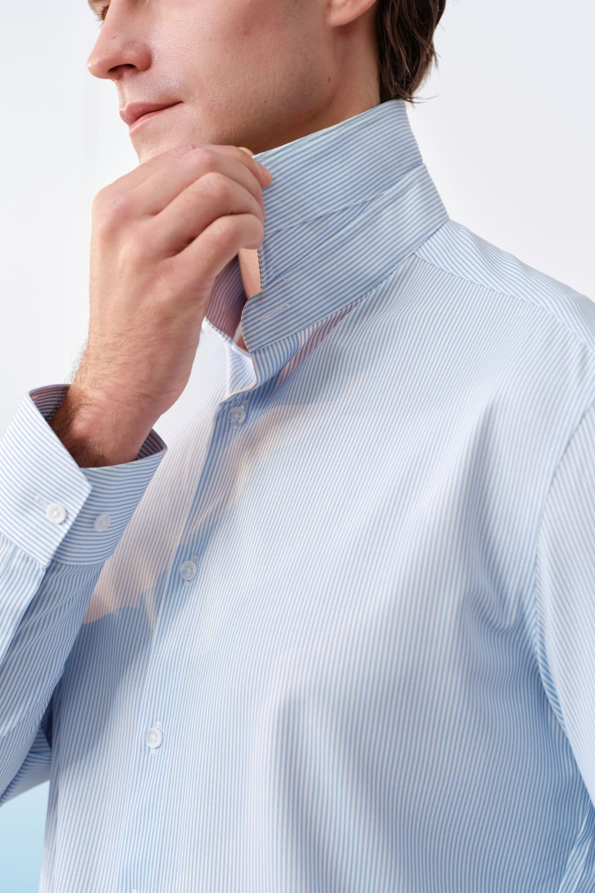 G2000 - Shirts - Non-Iron Warp Knit Stripe Slim Fit Long Sleeve Shirt