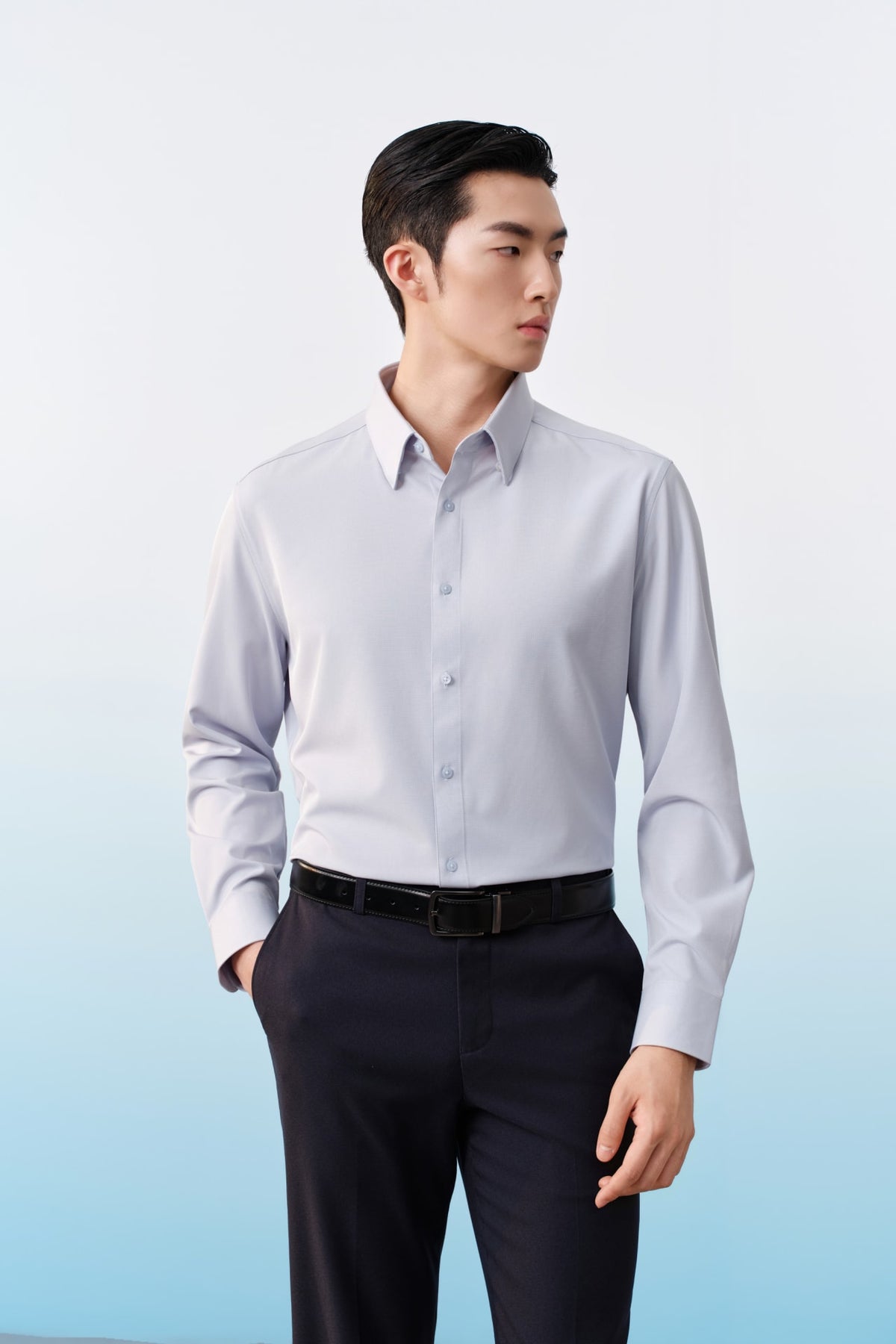 G2000 - Shirts - Non-Iron Dry Multi-Way Stretch 2 Tone Smart Fit Long Sleeve Shirt - Crystal Blue - Smart