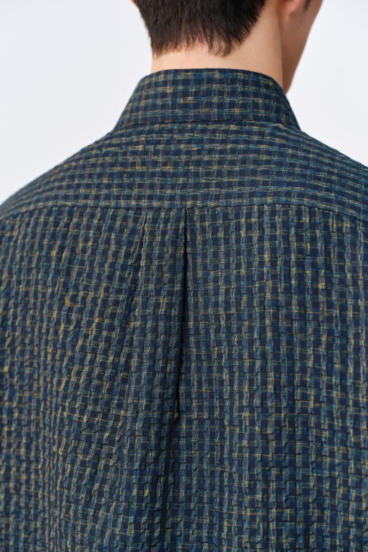 G2000 - Shirts - Poly Blend Seersucker Check Relax Fit Long Sleeve Casual Shirt