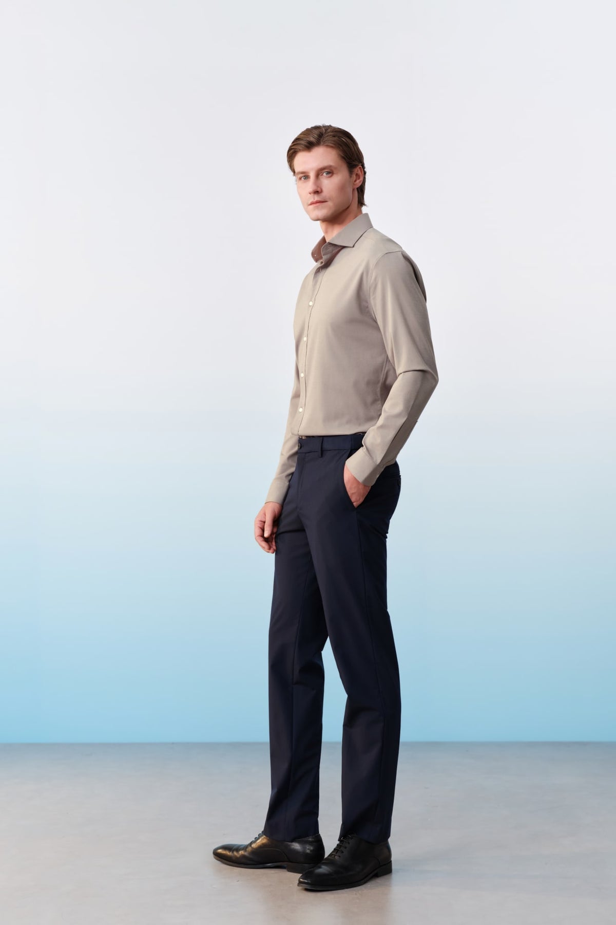 G2000 - Shirts - Non-Iron Three-Proof Finish Textured Smart Fit Long Sleeve Shirt