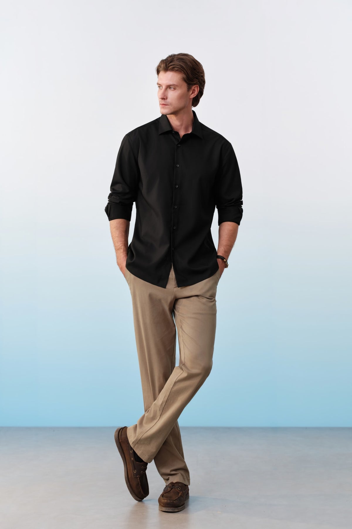 G2000 Shirts Non-Iron Three-Proof Finish Twill Slim Fit Long Sleeve Shirt