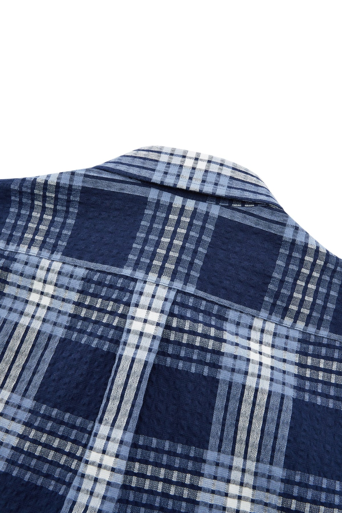 G2000 - Shirts - Cotton Blend Seersucker Check Relax Fit Short Sleeve Casual Shirt