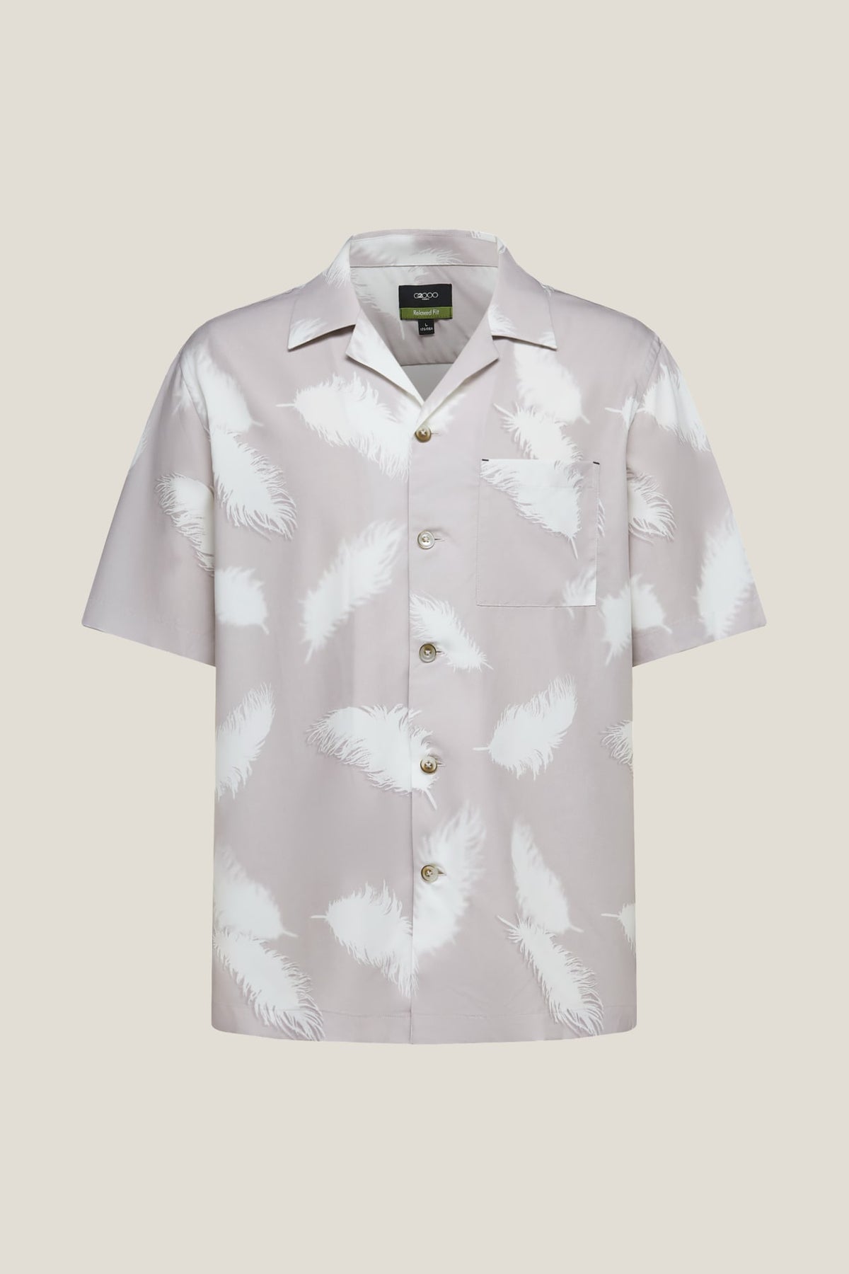 G2000 Shirts Modal Blend Feather Print Relax Fit Short Sleeve Casual Shirt