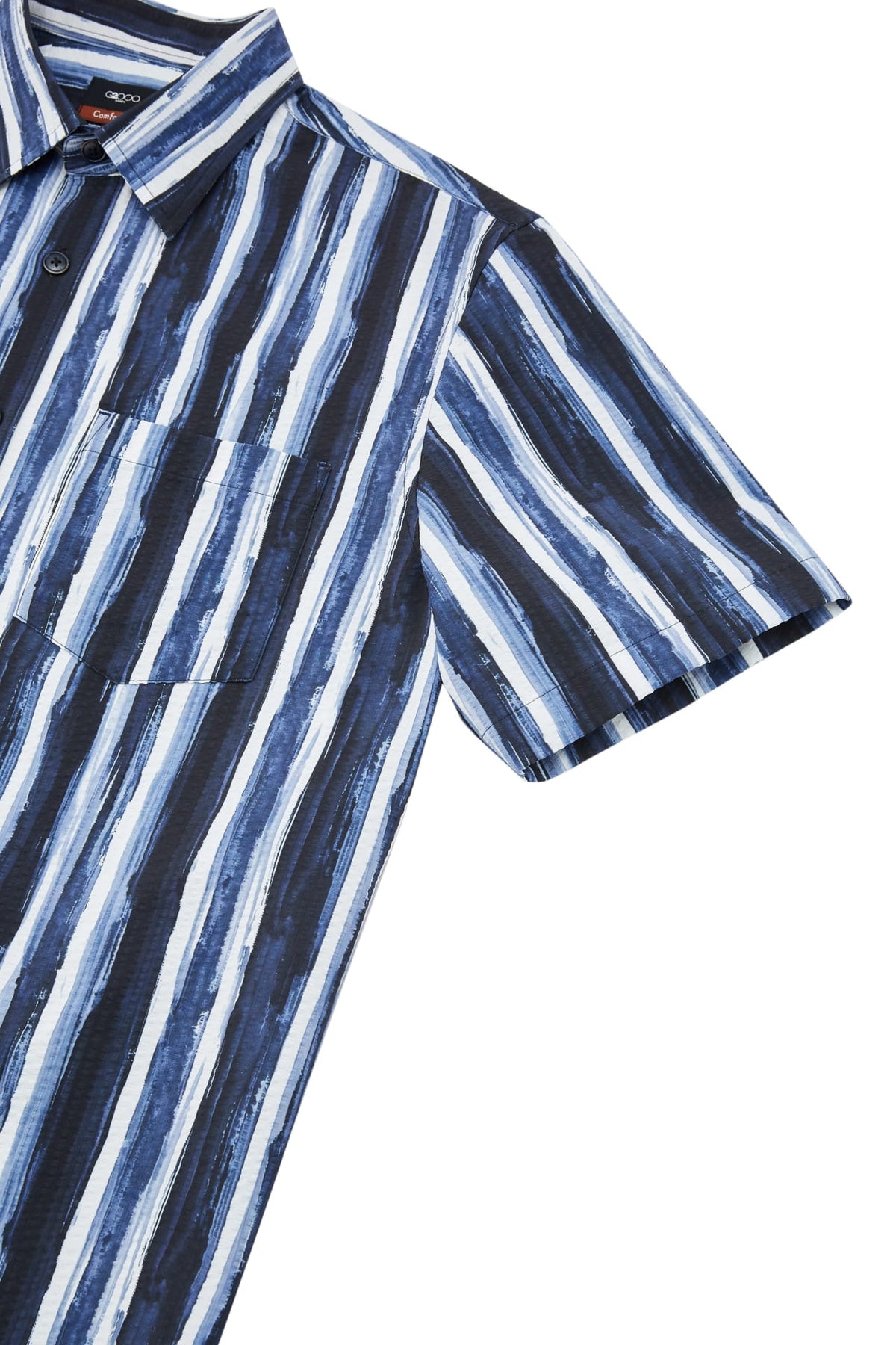 G2000 - Shirts - Seersucker Stripe Print Comfort Fit Short Sleeve Casual Shirt