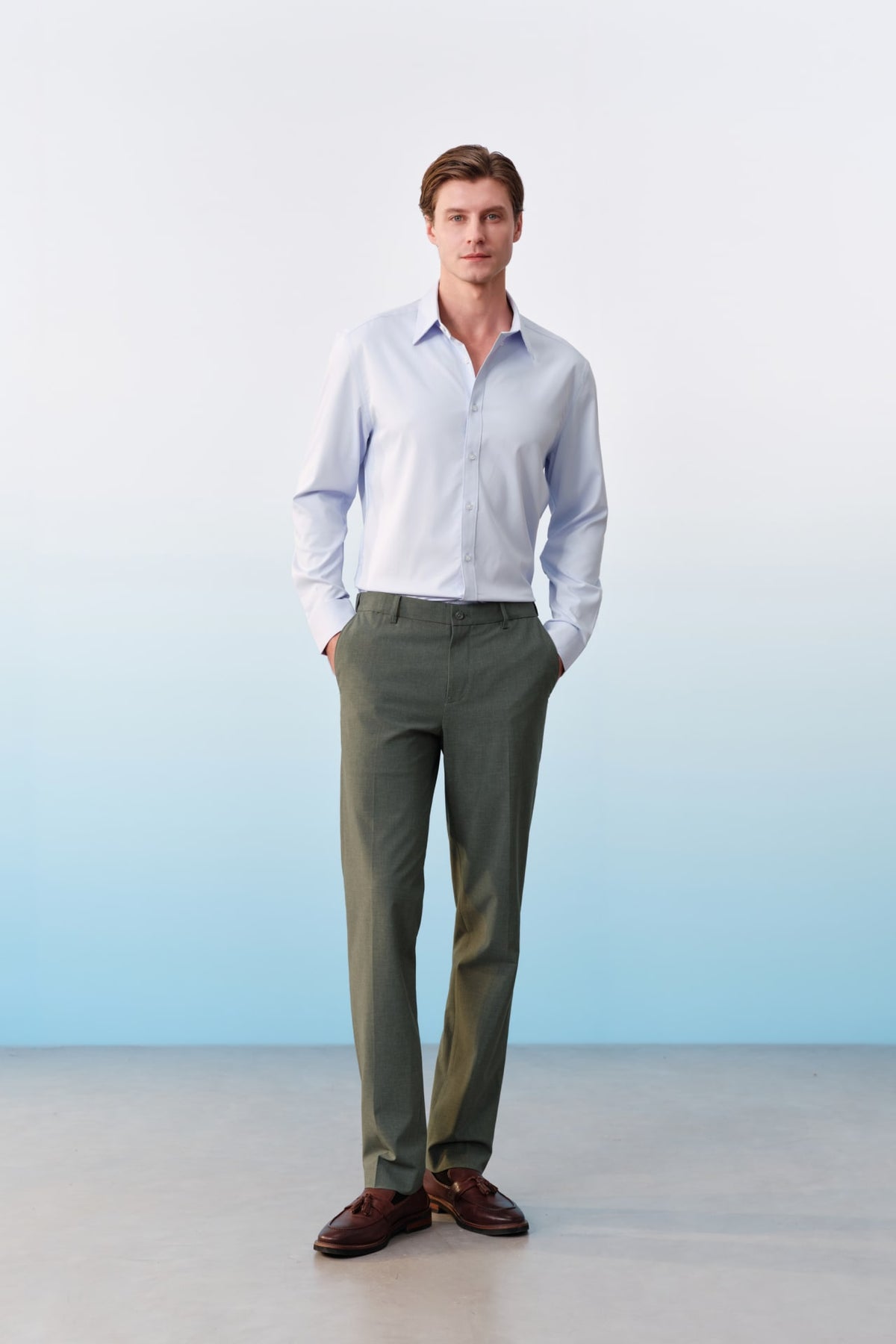 G2000 Pants Three-Proof Finish Plain Weave Smart Fit Suit Pants With Elastic Waistband Woodbine Elastic Smart