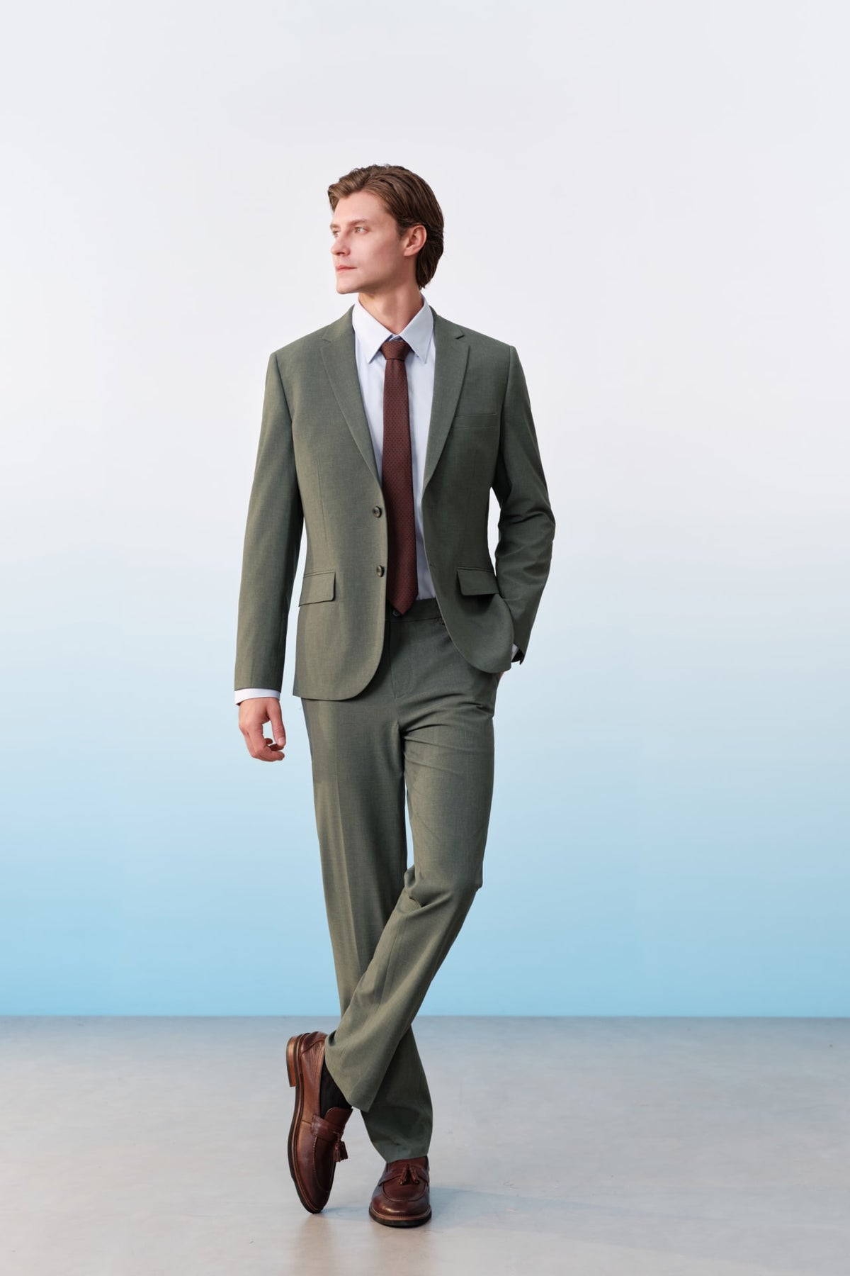 G2000 Pants Three-Proof Finish Plain Weave Smart Fit Suit Pants With Elastic Waistband