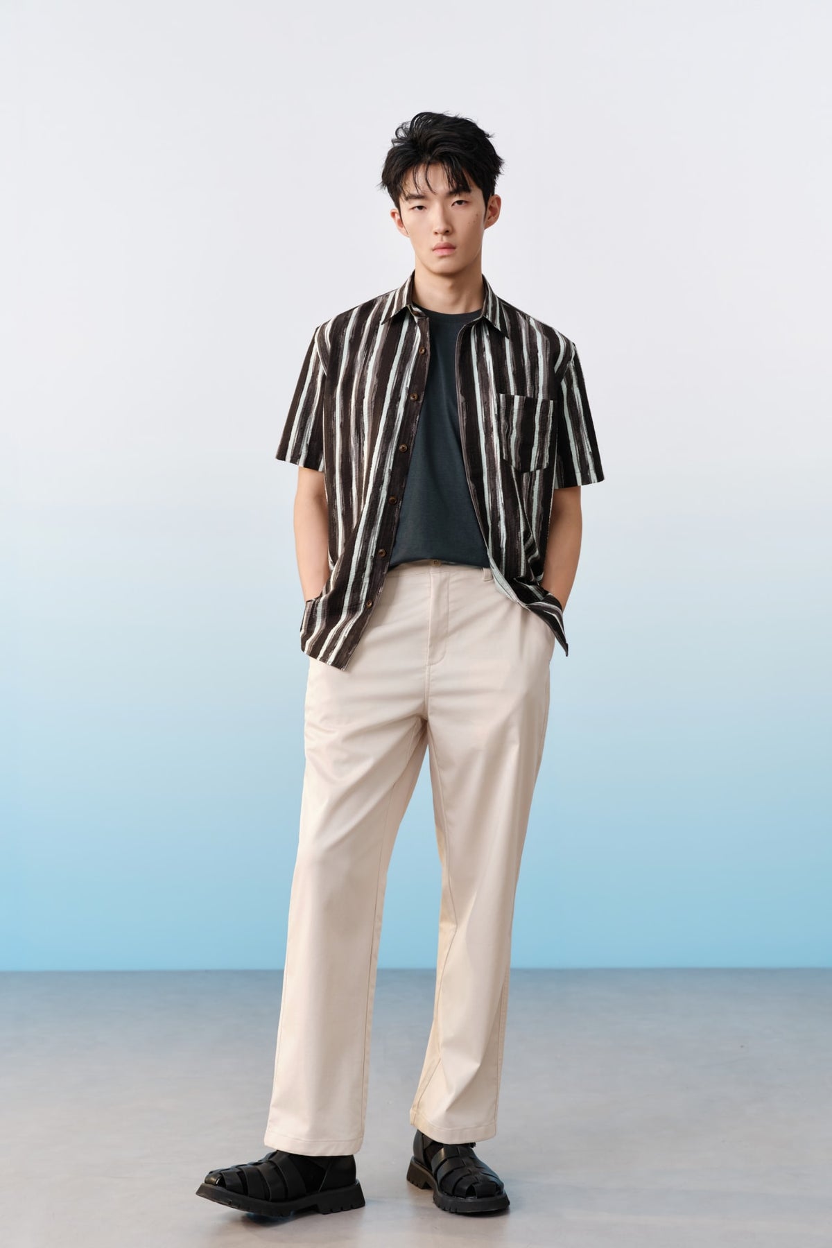 G2000 - Pants - Lyocell Blend Twill Wide Straight Fit Casual Pants