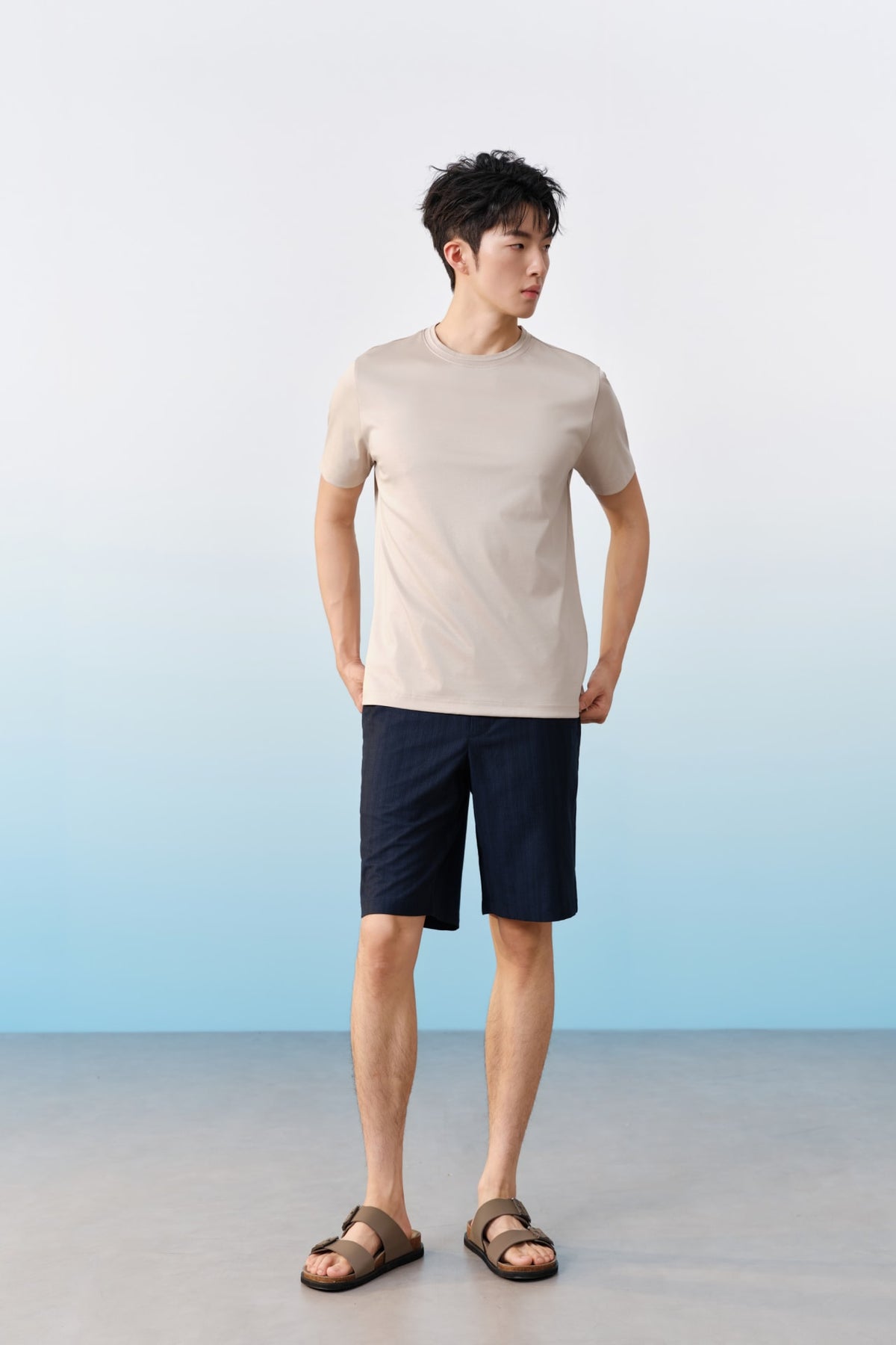 G2000 - Shorts - Poly Blend Stretch Seersucker Print Regular Fit Shorts