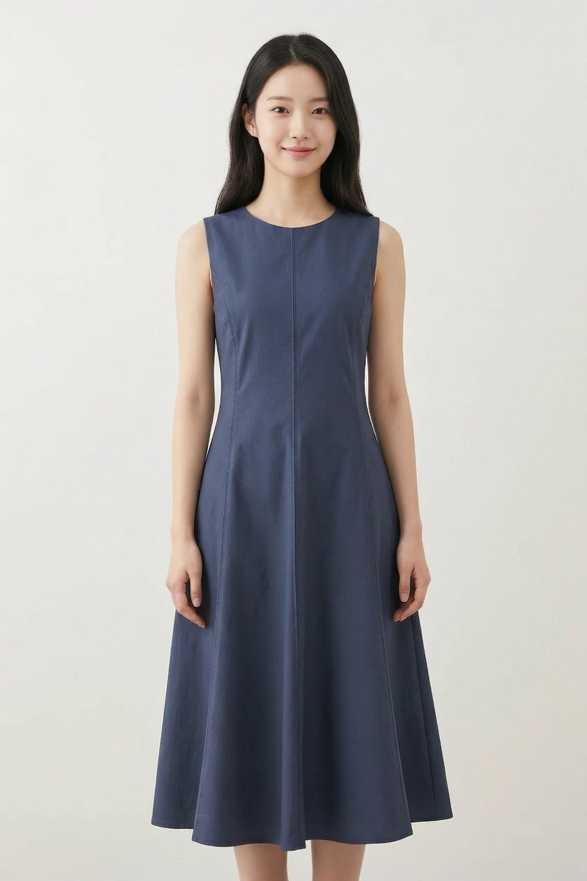 G2000 - Dresses - Cotton Poplin Round Neck Sleeveless Fit & Flare Maxi Dress - Fit & Flare - Navy Blazer