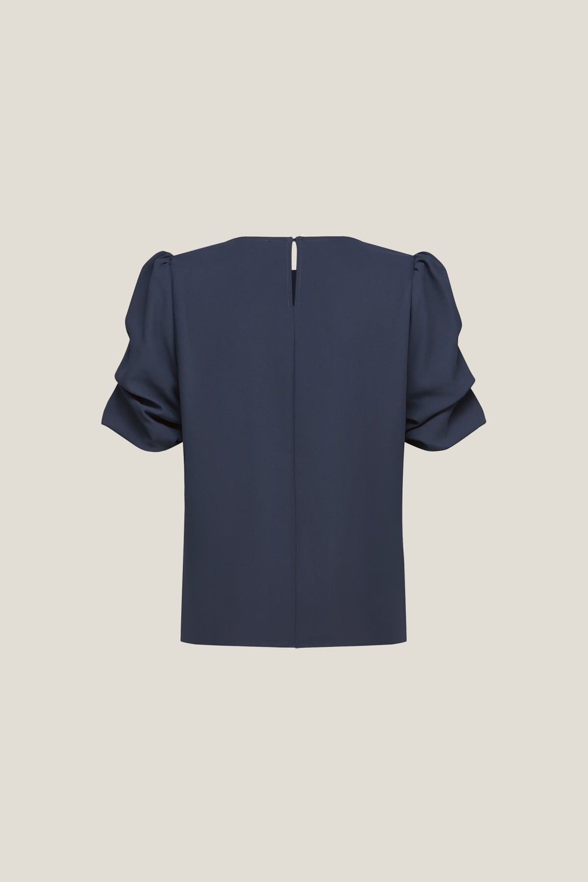 G2000 Blouses Anti UV Back Crepe Regular Fit Round Neck Ruched Short Sleeve Shirt