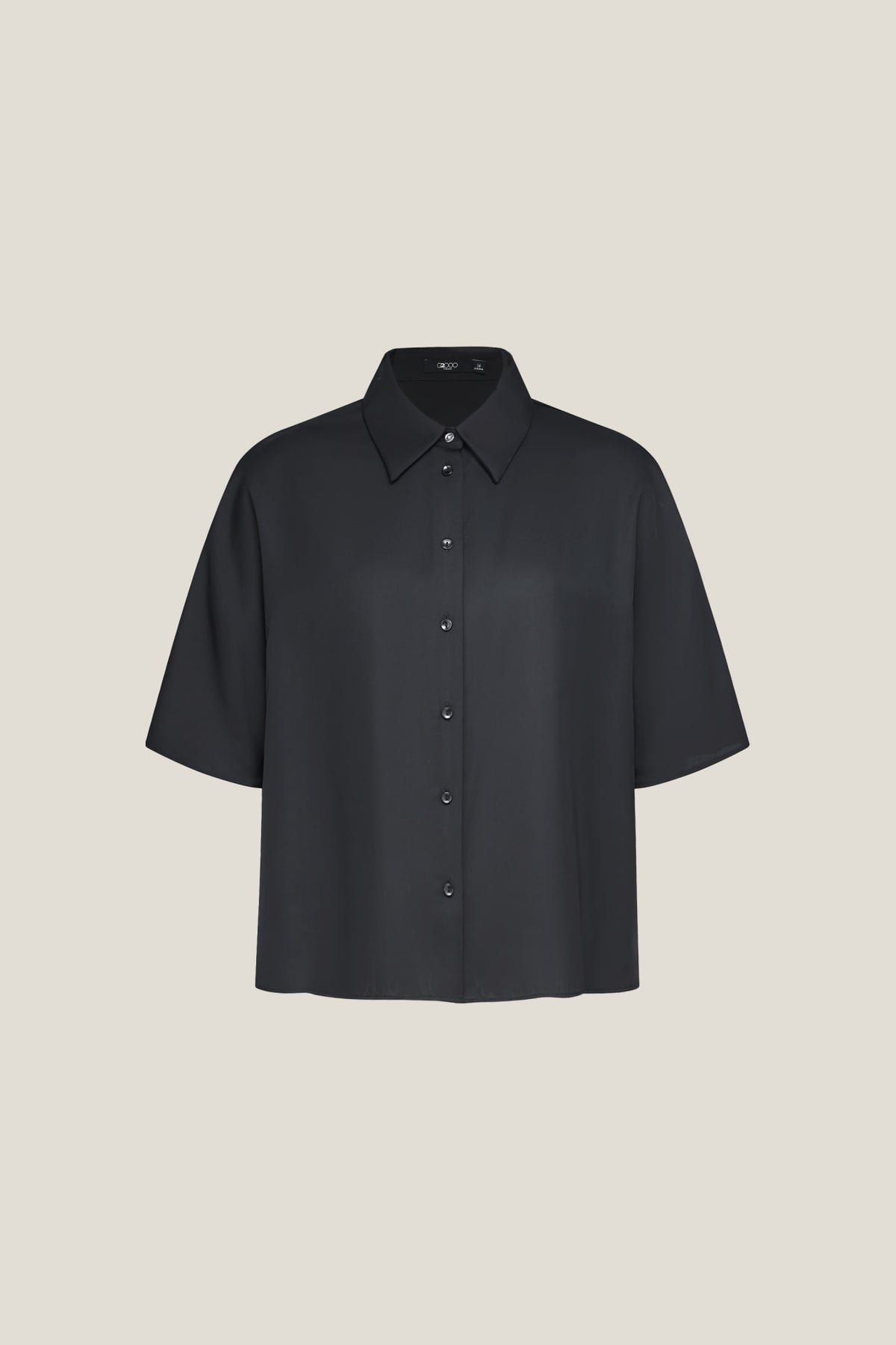 G2000 - Blouses - Satin Shirt Collar Relax Fit Batwing Short Sleeve Shirt