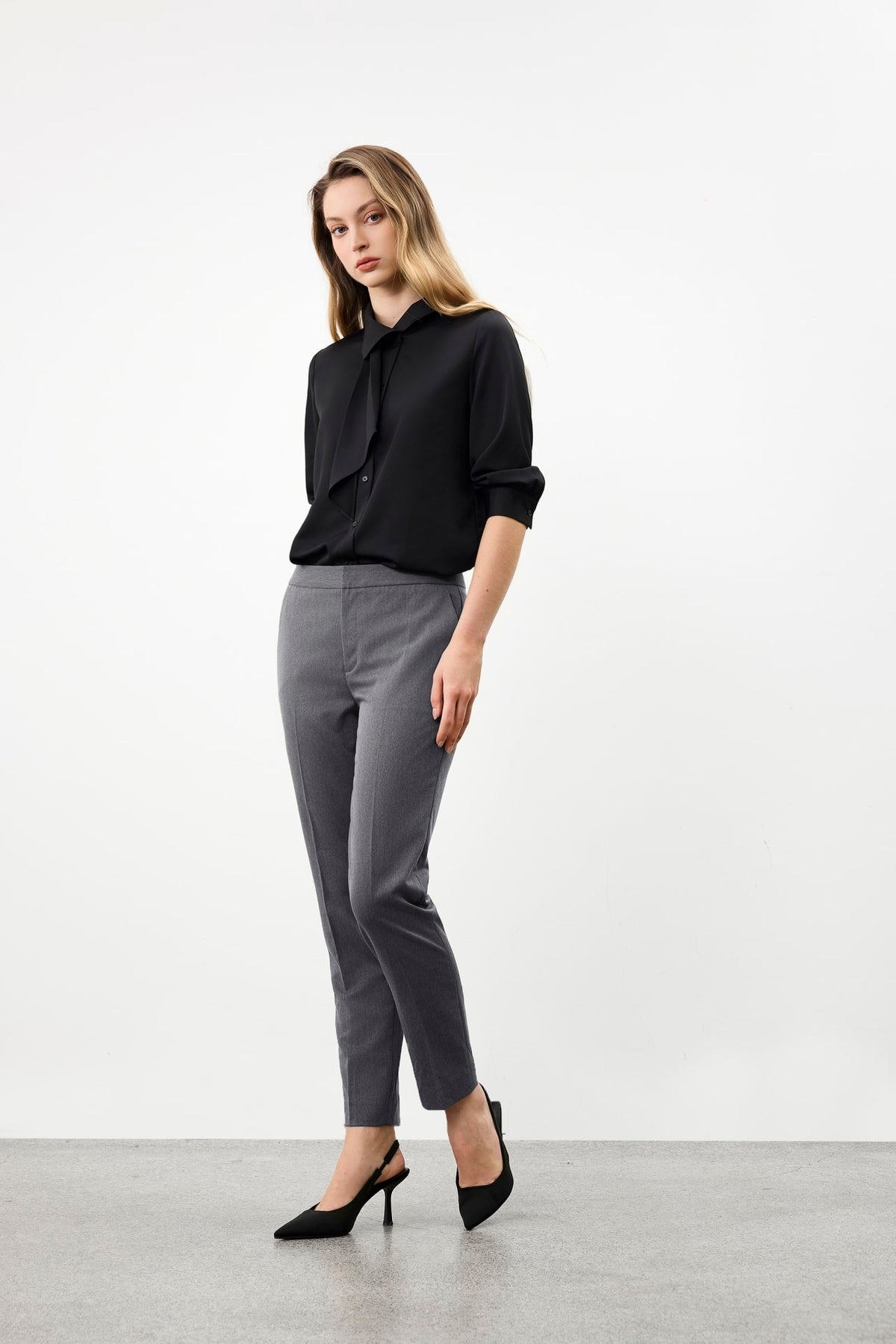 G2000 Blouses Asymmetric Stand Collar Tie Shirt