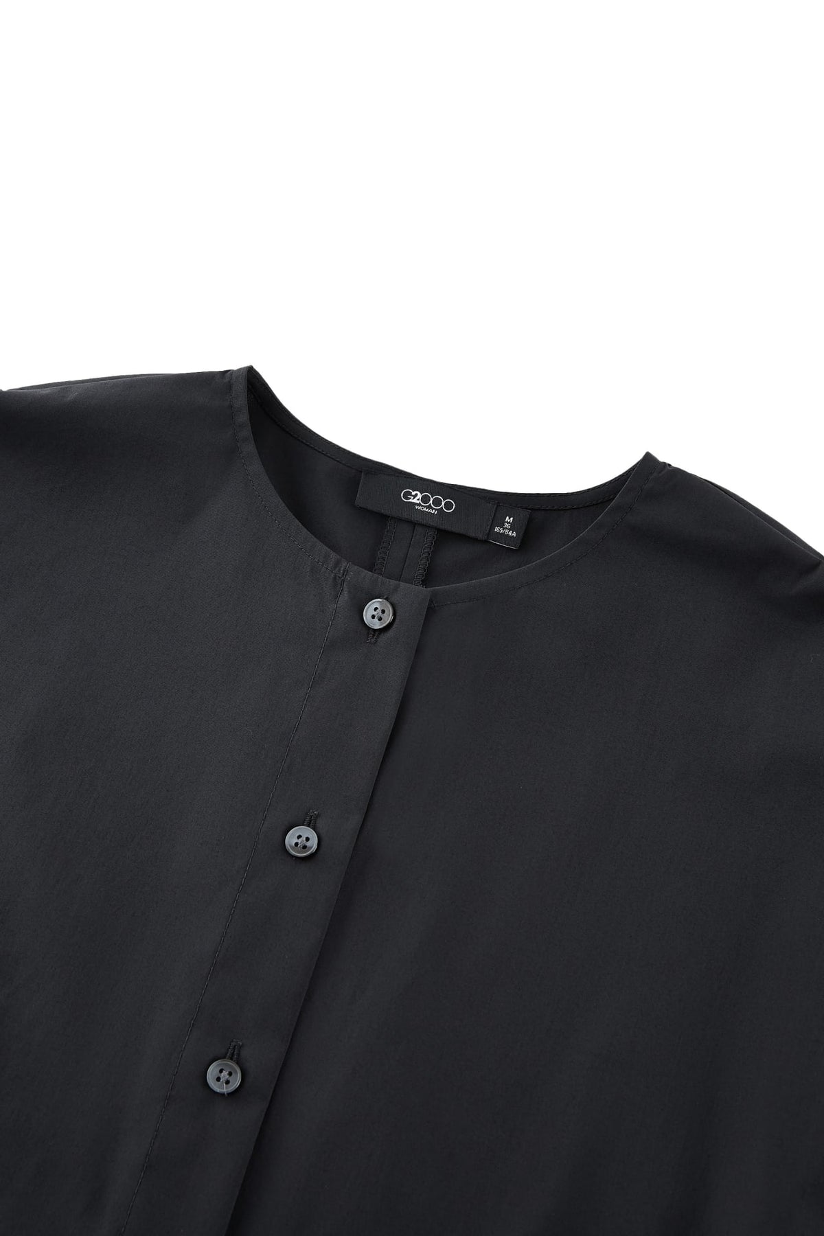 G2000 - Blouses - Folded Side Panel Round Neck Short Sleeve Shirt